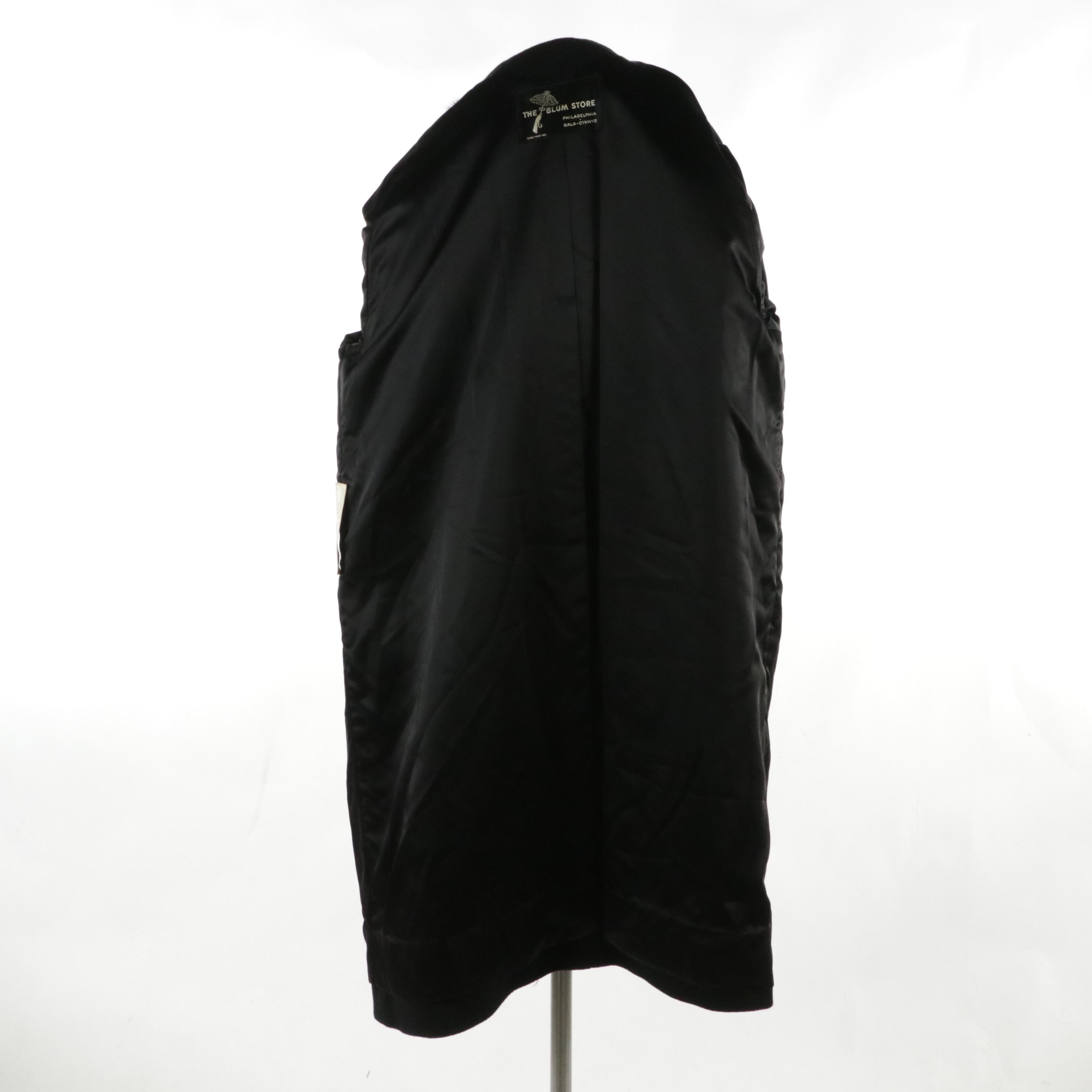 Benmor Mink Collar Double-Breasted Coat in Wool Voltaire, 1950s