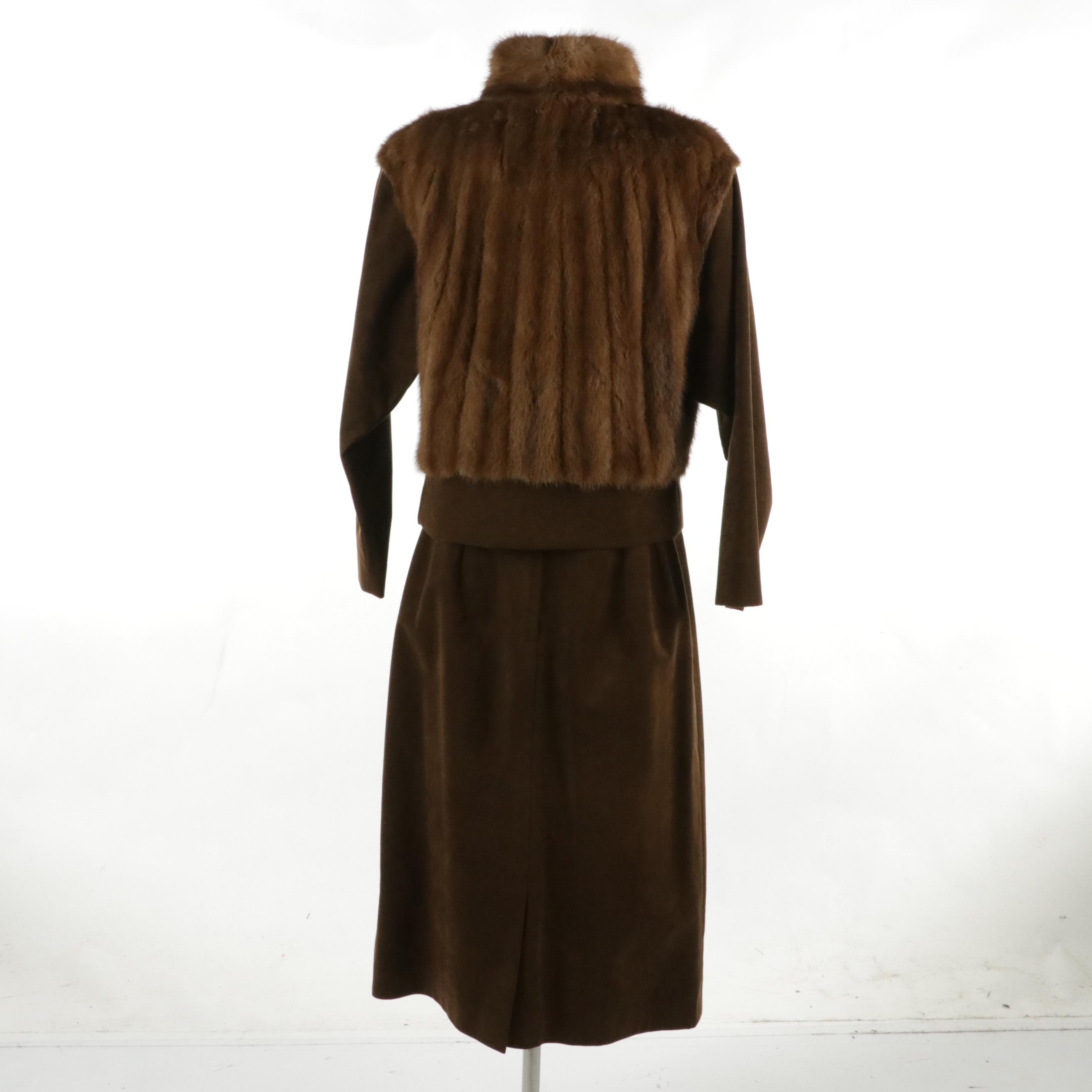 J. Jacklyn Skirt Suit in Mink Fur and Ultrasuede®, 1970s