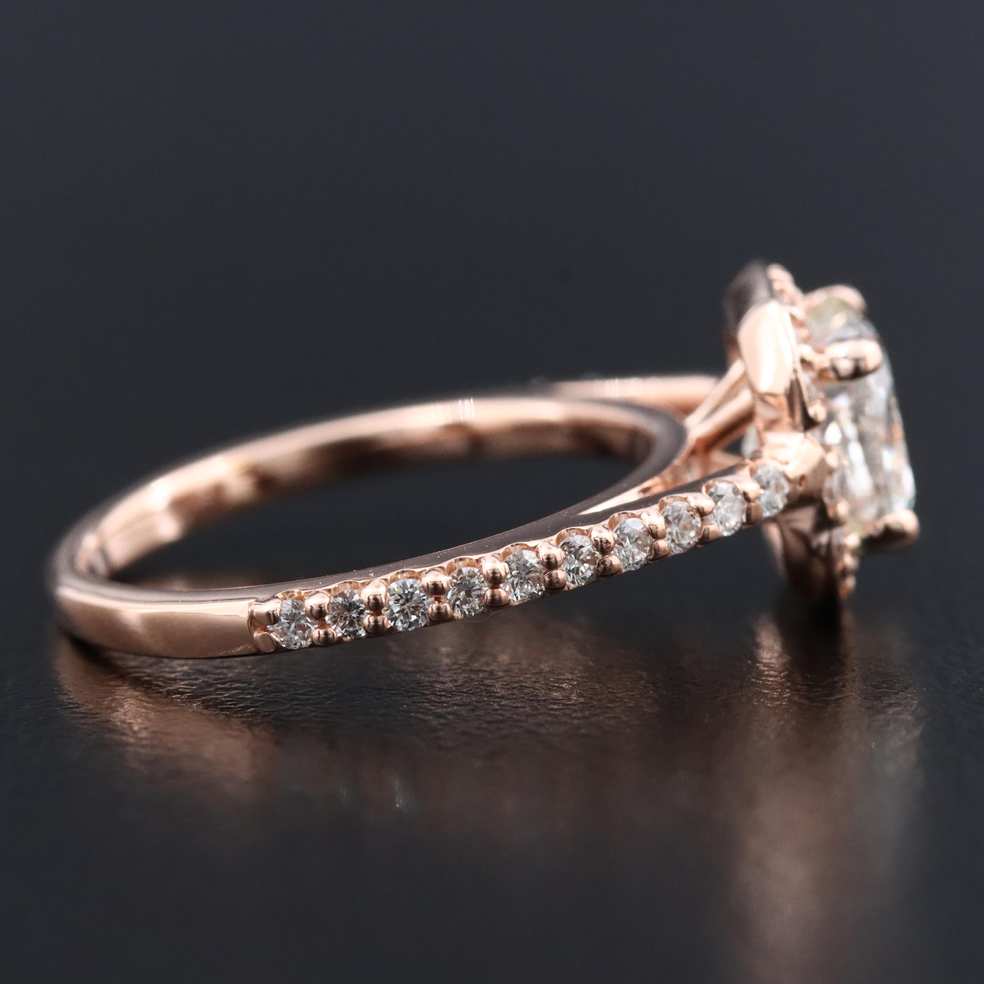 14K 1.56 CTW Diamond Rose Gold Ring with GIA eReport
