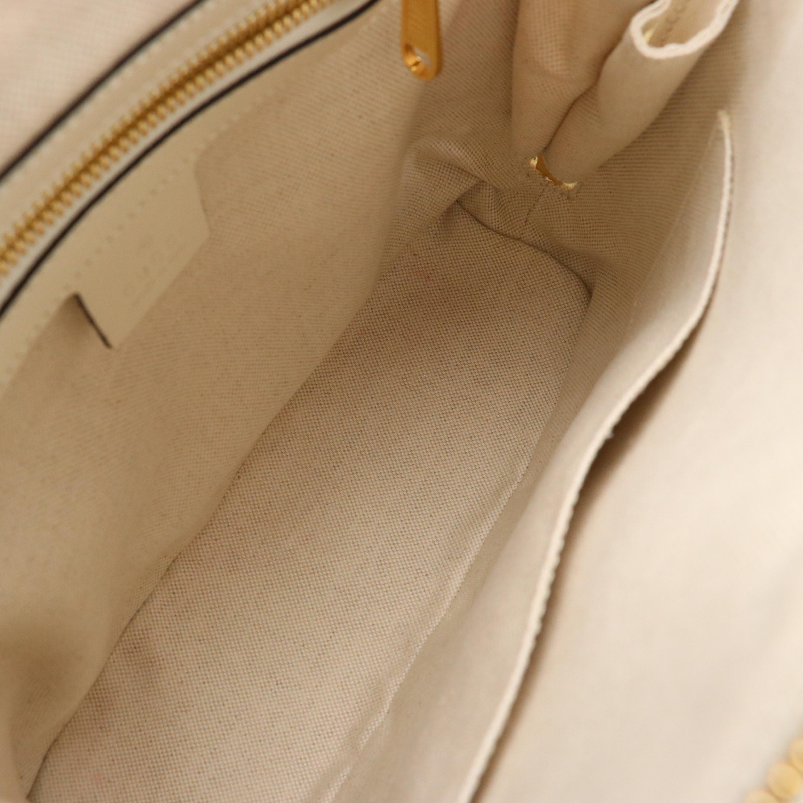 Gucci Zip Around Two-Way Horsebit Satchel in GG Supreme Canvas and White Leather