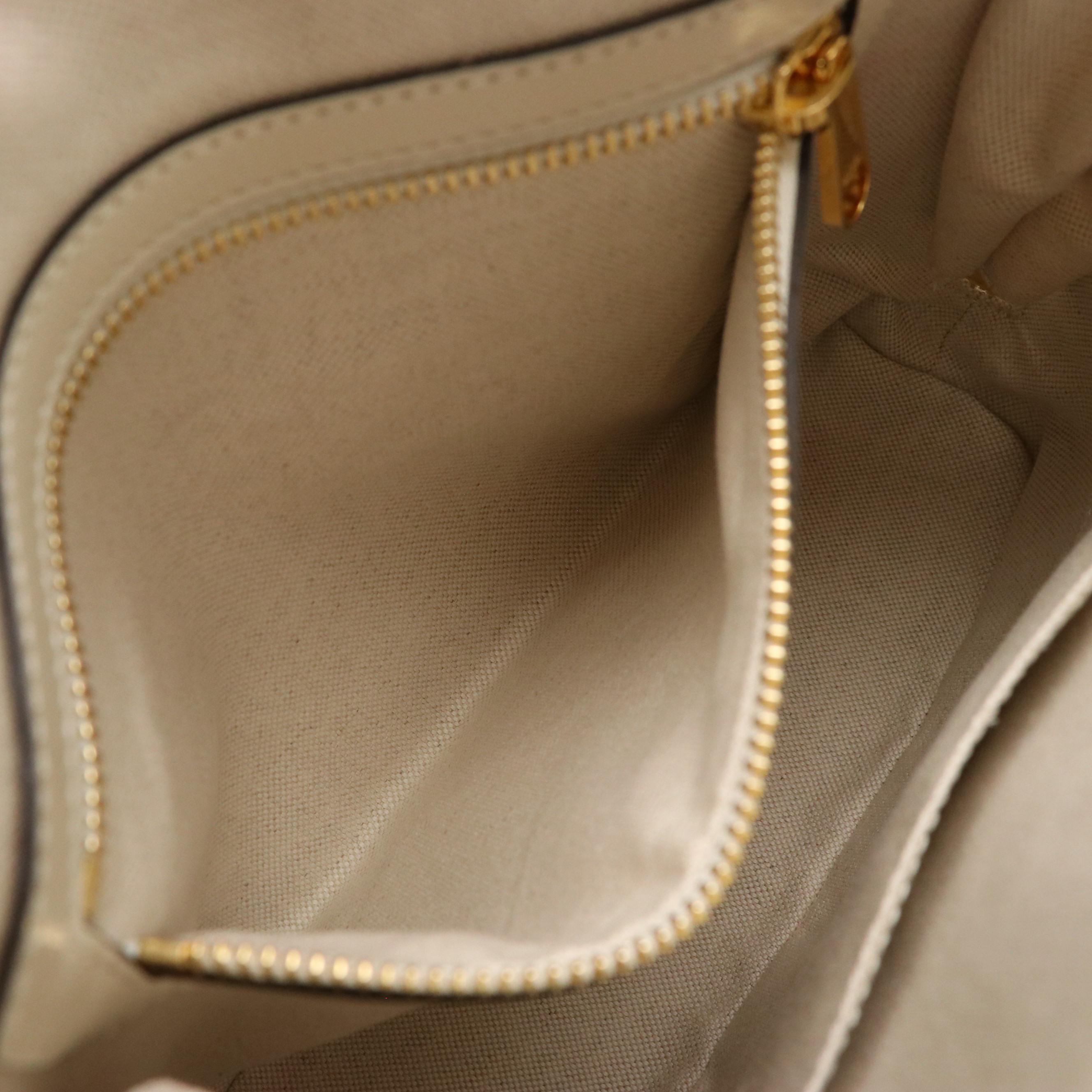 Gucci Zip Around Two-Way Horsebit Satchel in GG Supreme Canvas and White Leather