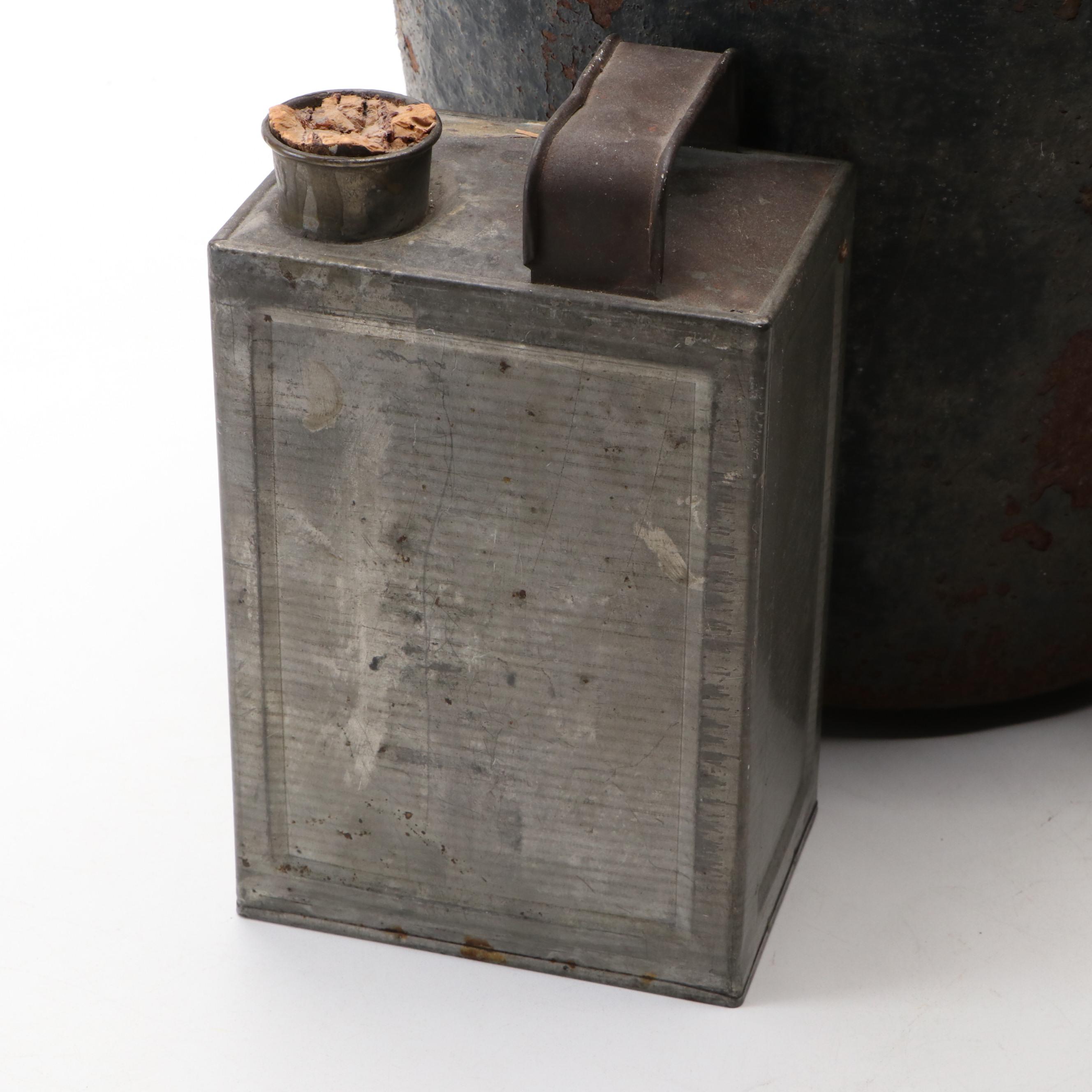 American Primitive Milking Pail with Cylindrical Metal Grater and Other Décor