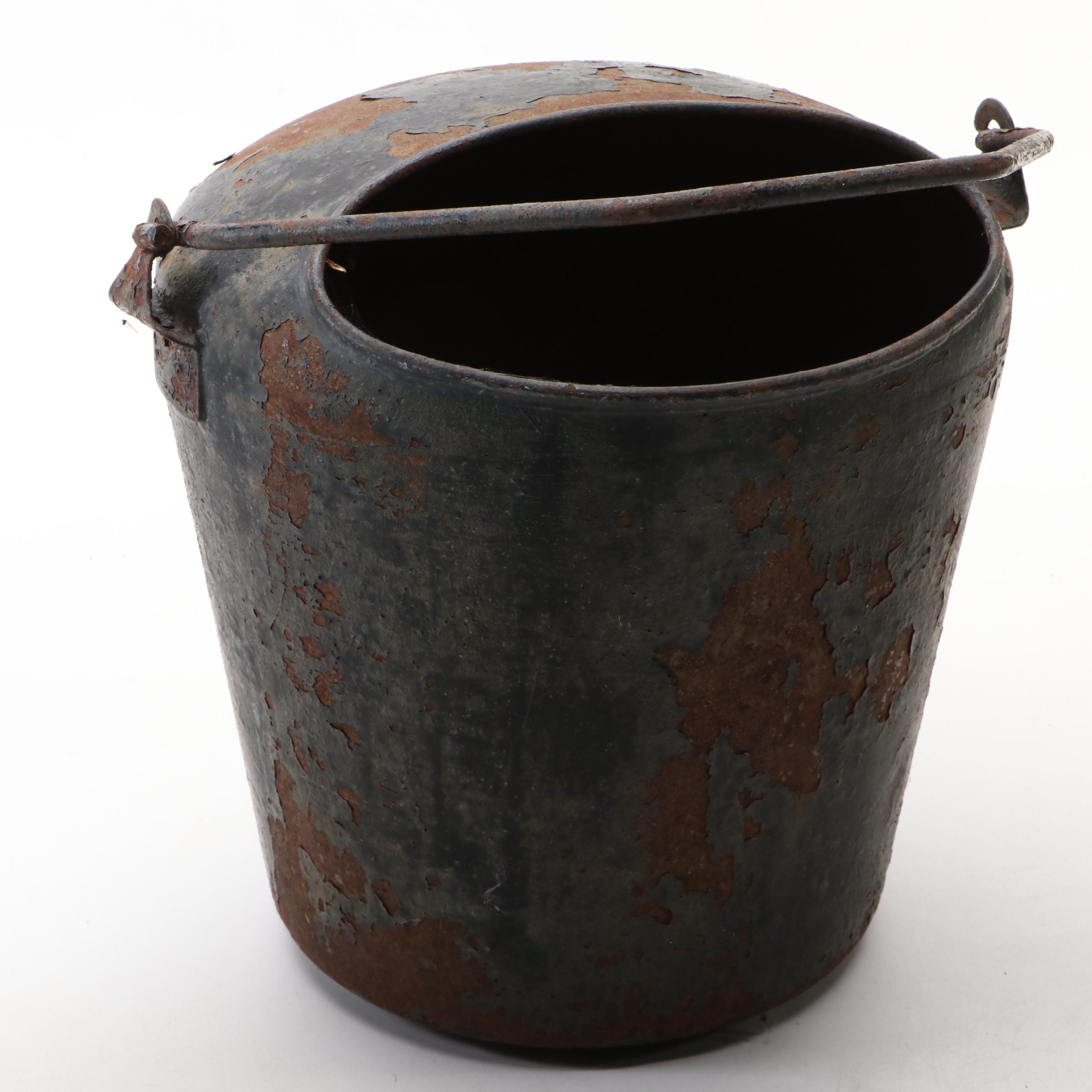 American Primitive Milking Pail with Cylindrical Metal Grater and Other Décor
