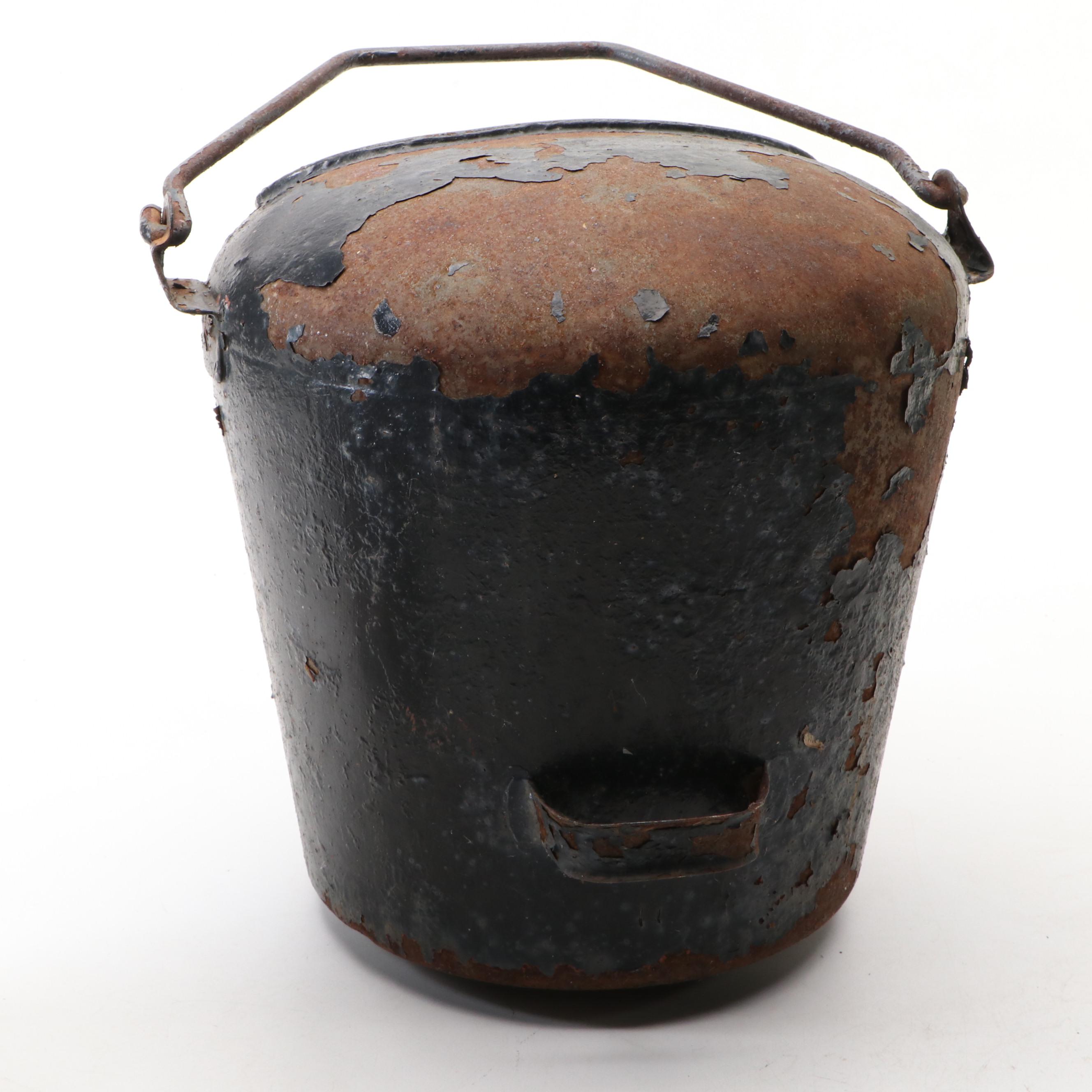 American Primitive Milking Pail with Cylindrical Metal Grater and Other Décor