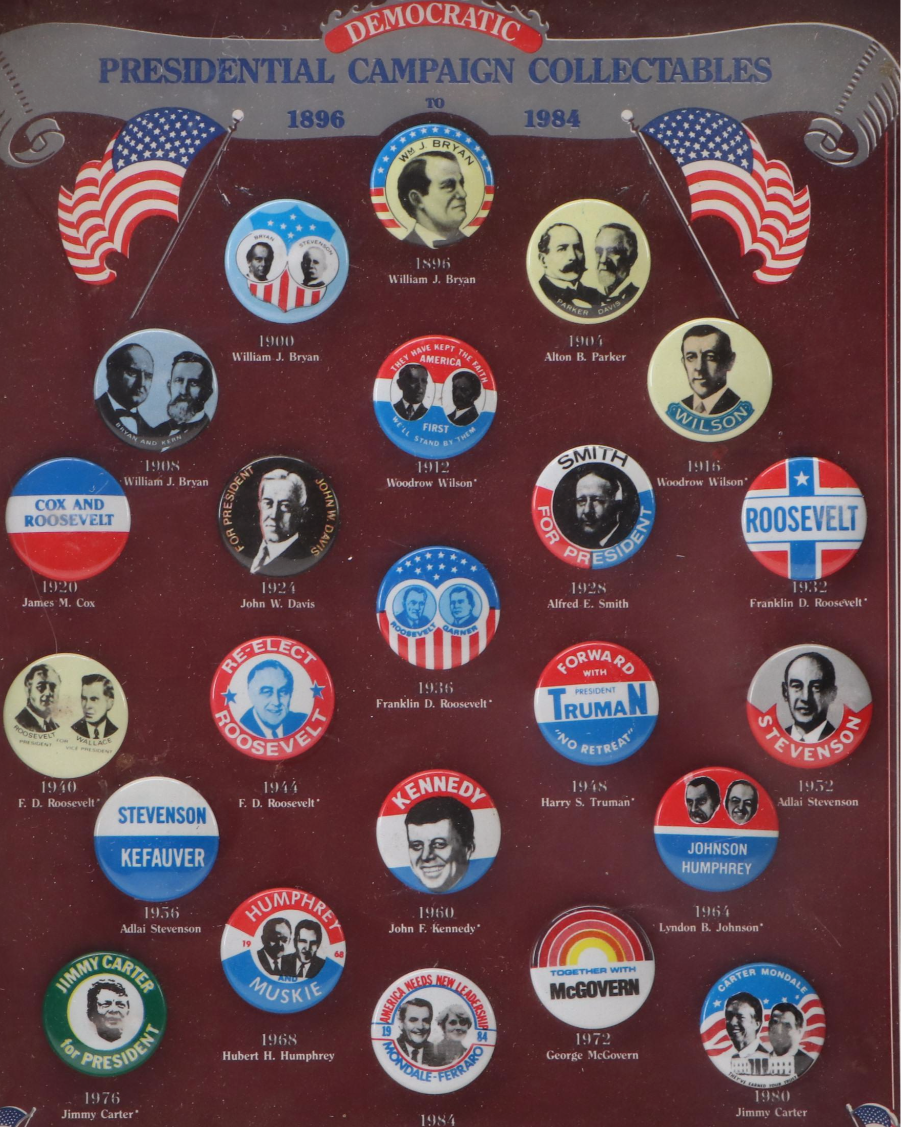 Democratic and Republican Presidential Campaign Collectible Pinbacks, 1984