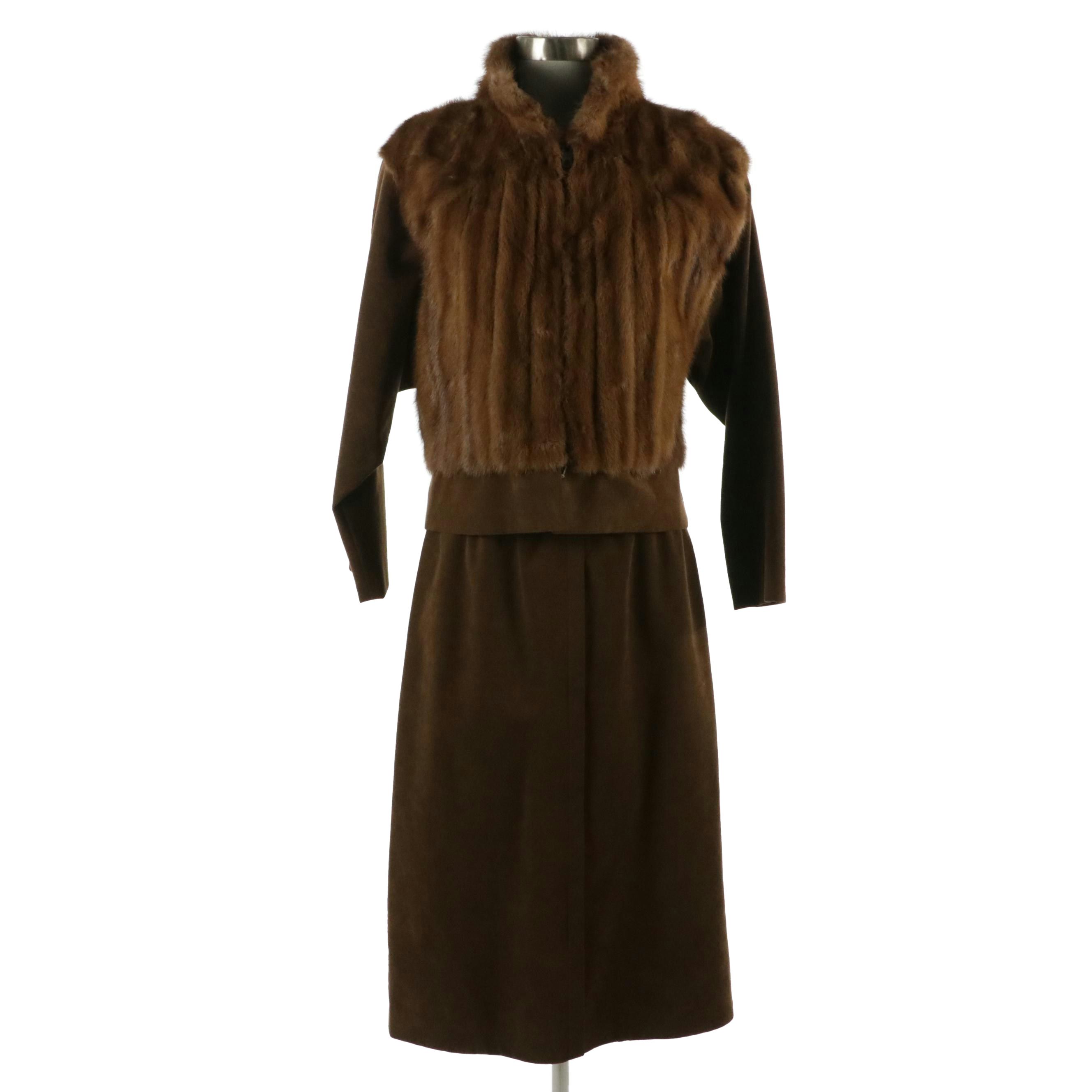 J. Jacklyn Skirt Suit in Mink Fur and Ultrasuede®, 1970s