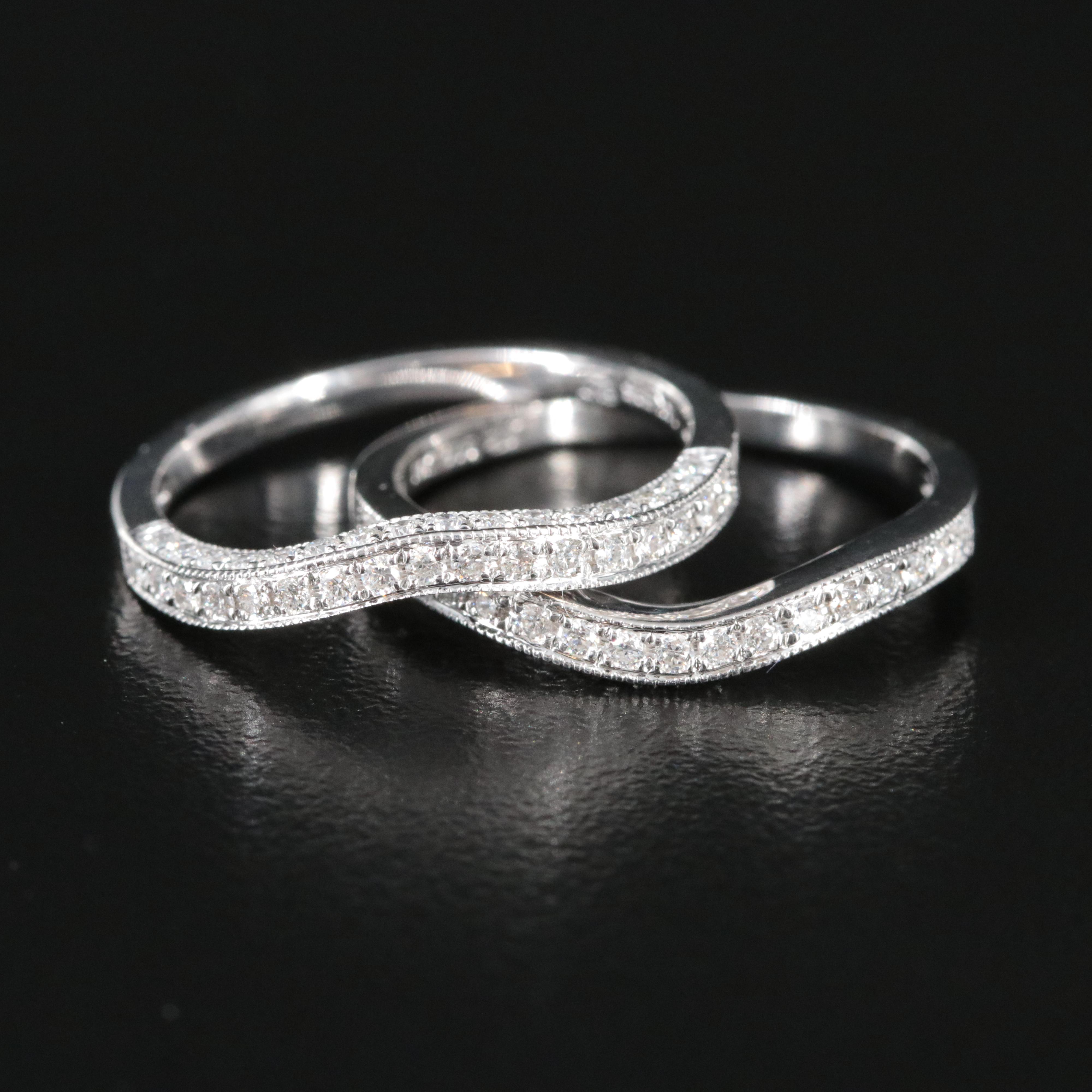 14K 0.50 CTW Diamond Contoured Bands