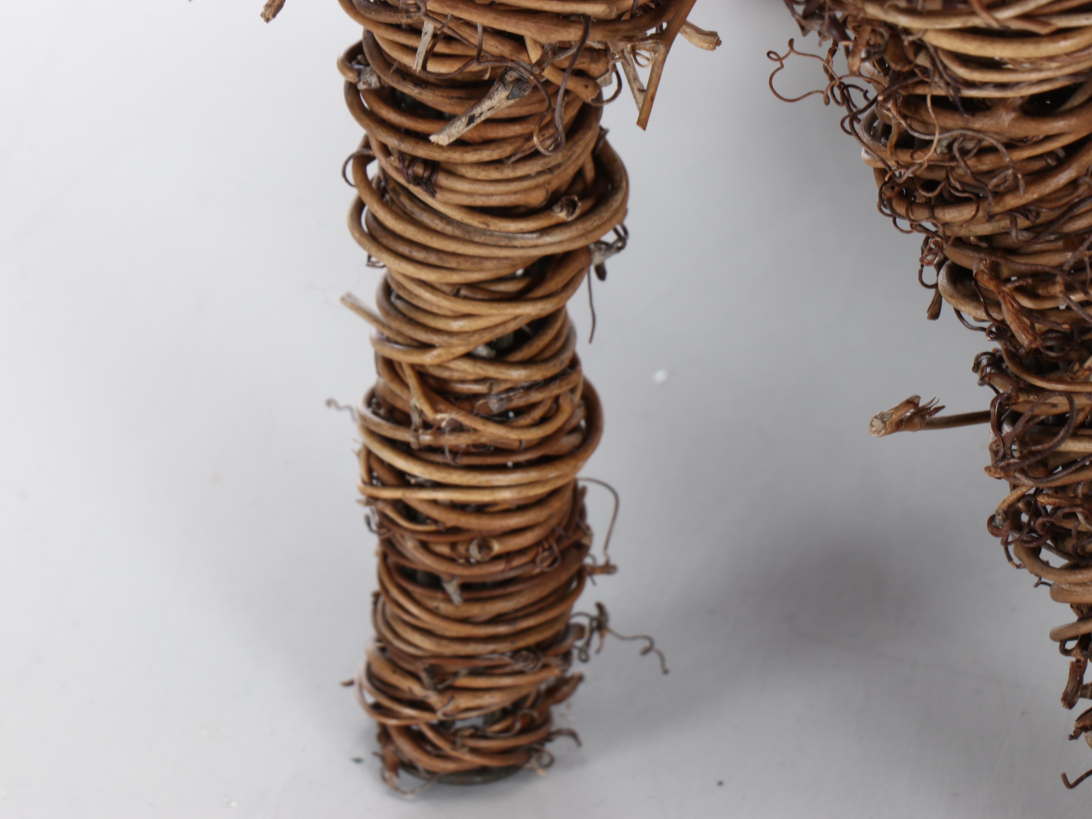 Folk Art Style Woven Reindeer with Wooden Garland