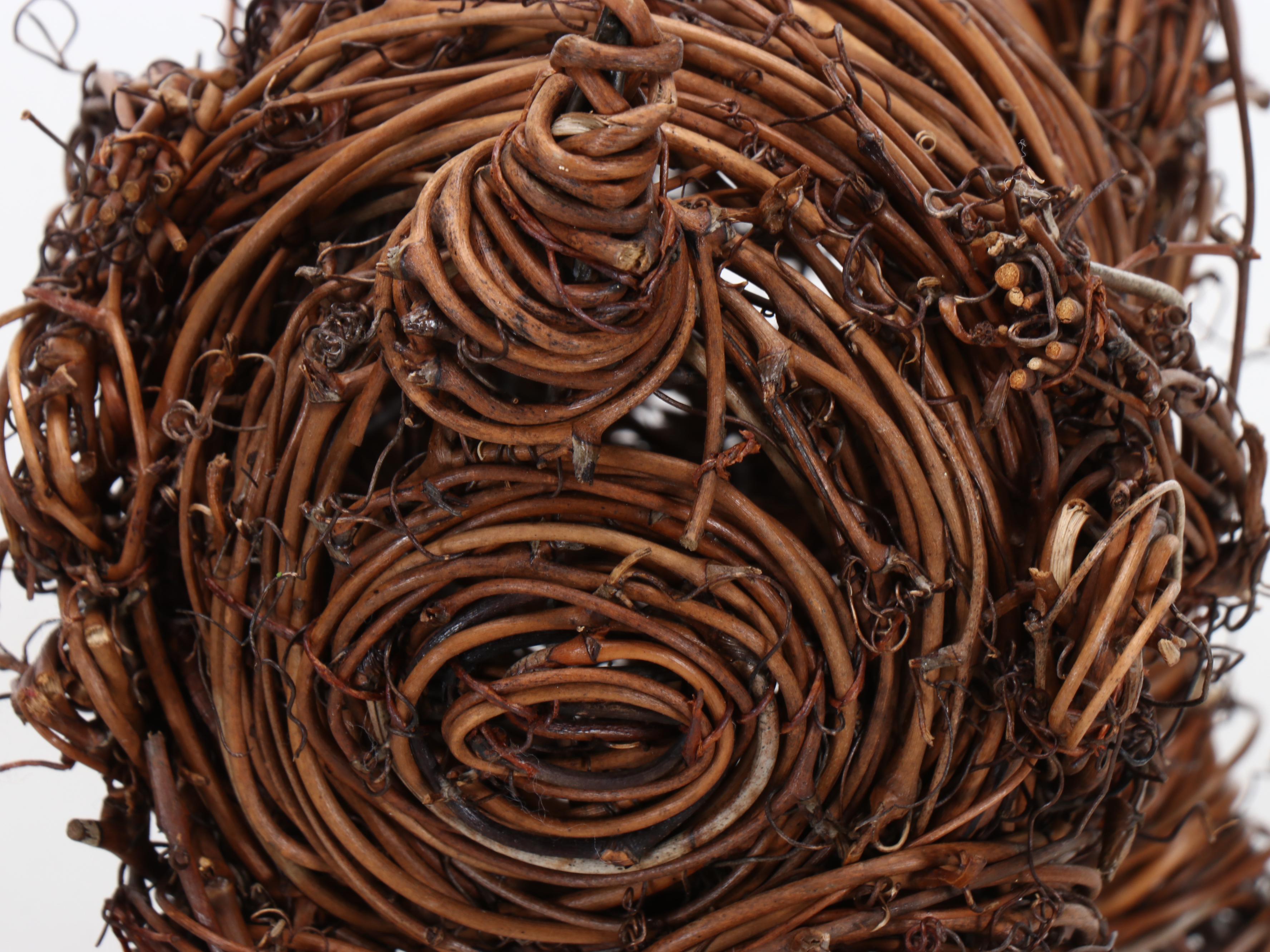 Folk Art Style Woven Reindeer with Wooden Garland