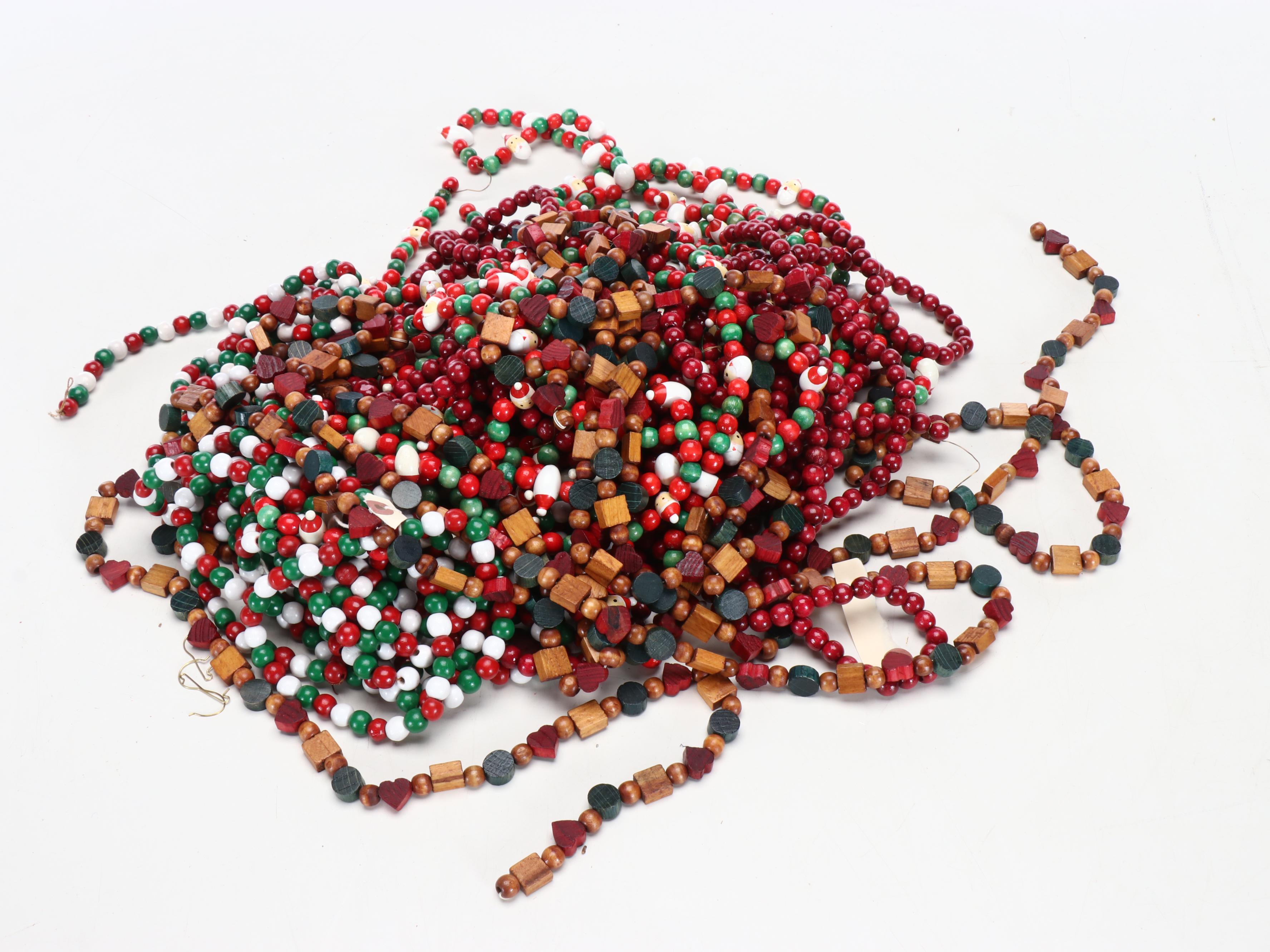 Folk Art Style Woven Reindeer with Wooden Garland