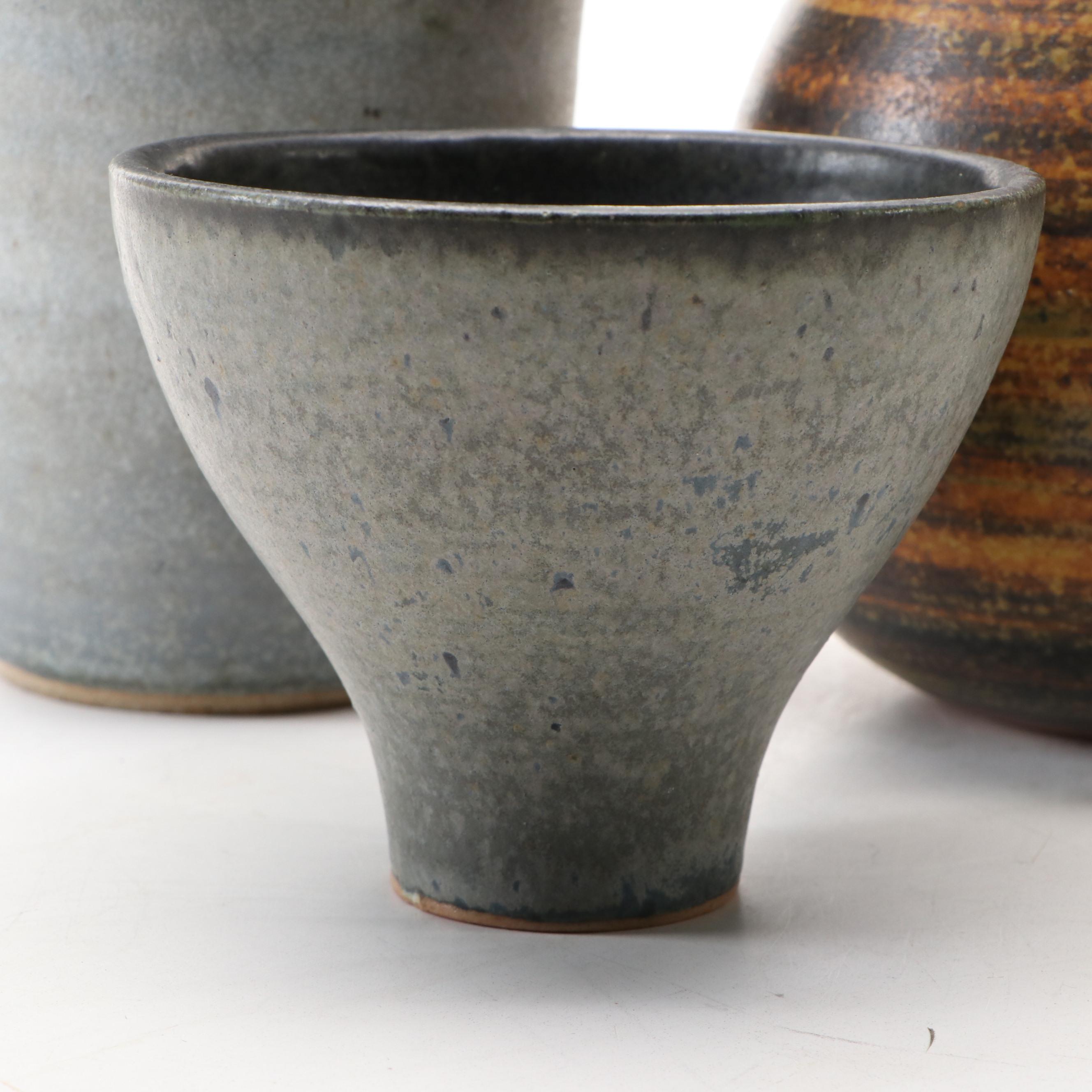 Camilla Garret Mid Century Modern Art Pottery Ceramic Vases and Bowl