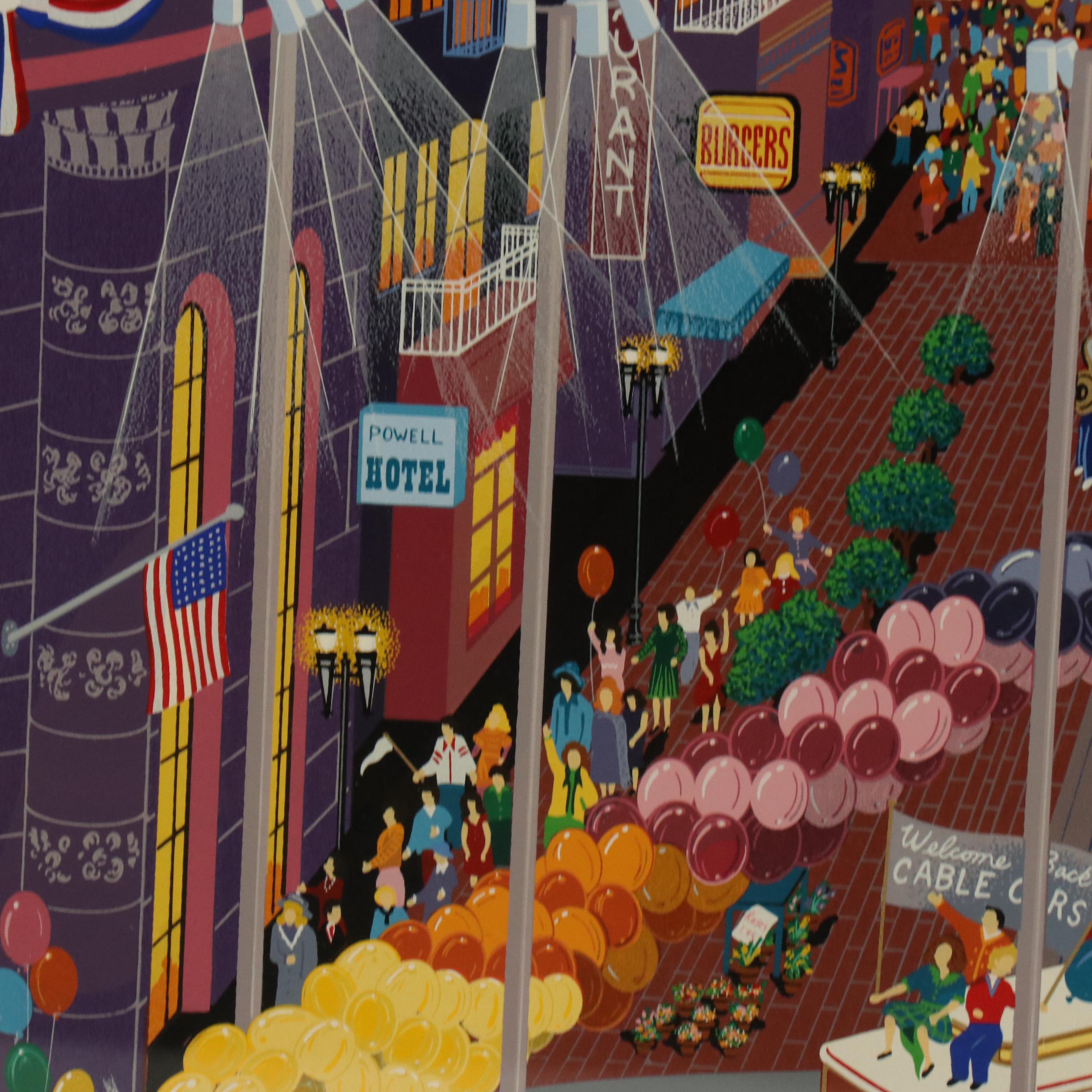 Melanie Taylor Kent Signed Serigraph "Return of the Cable Cars," 1985