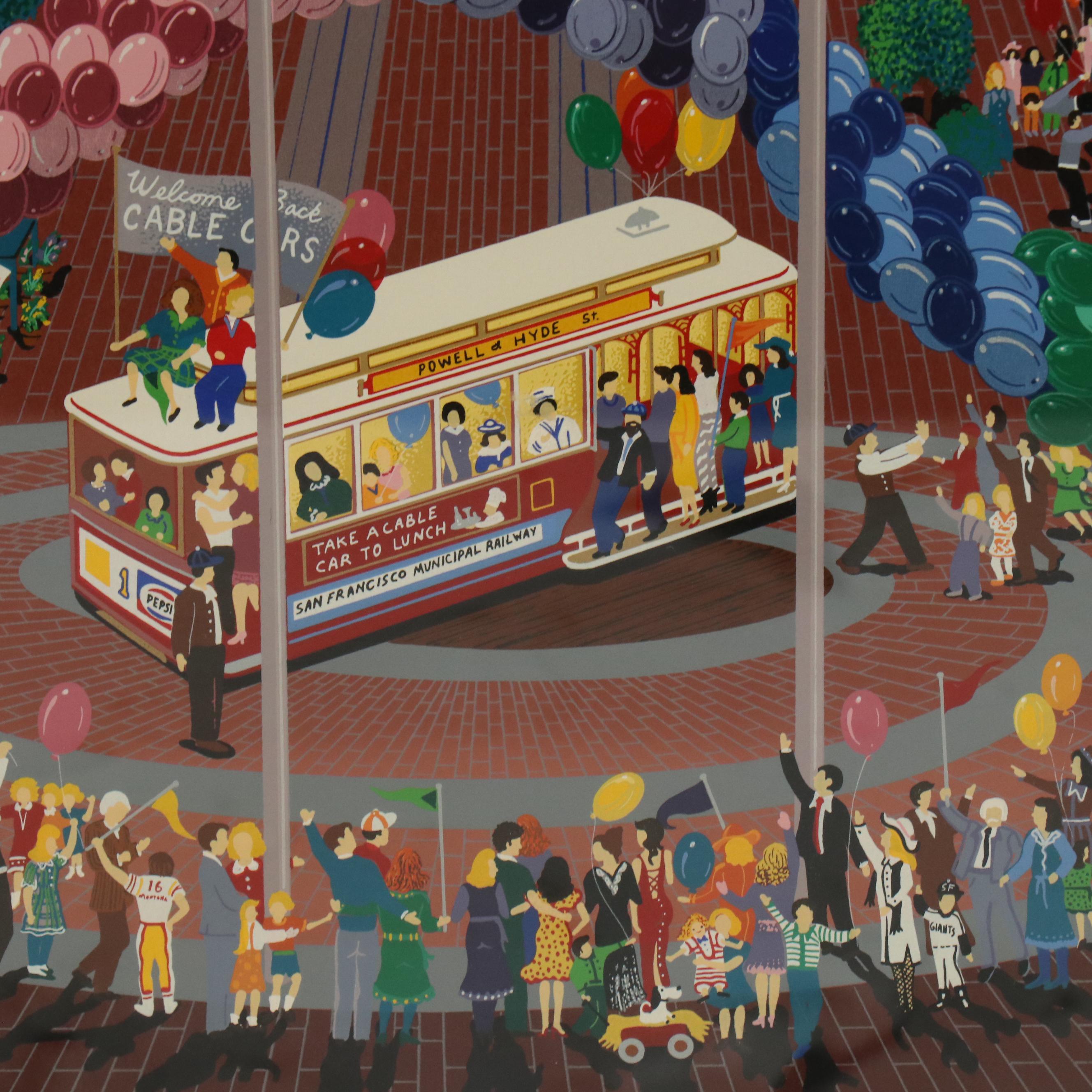 Melanie Taylor Kent Signed Serigraph "Return of the Cable Cars," 1985