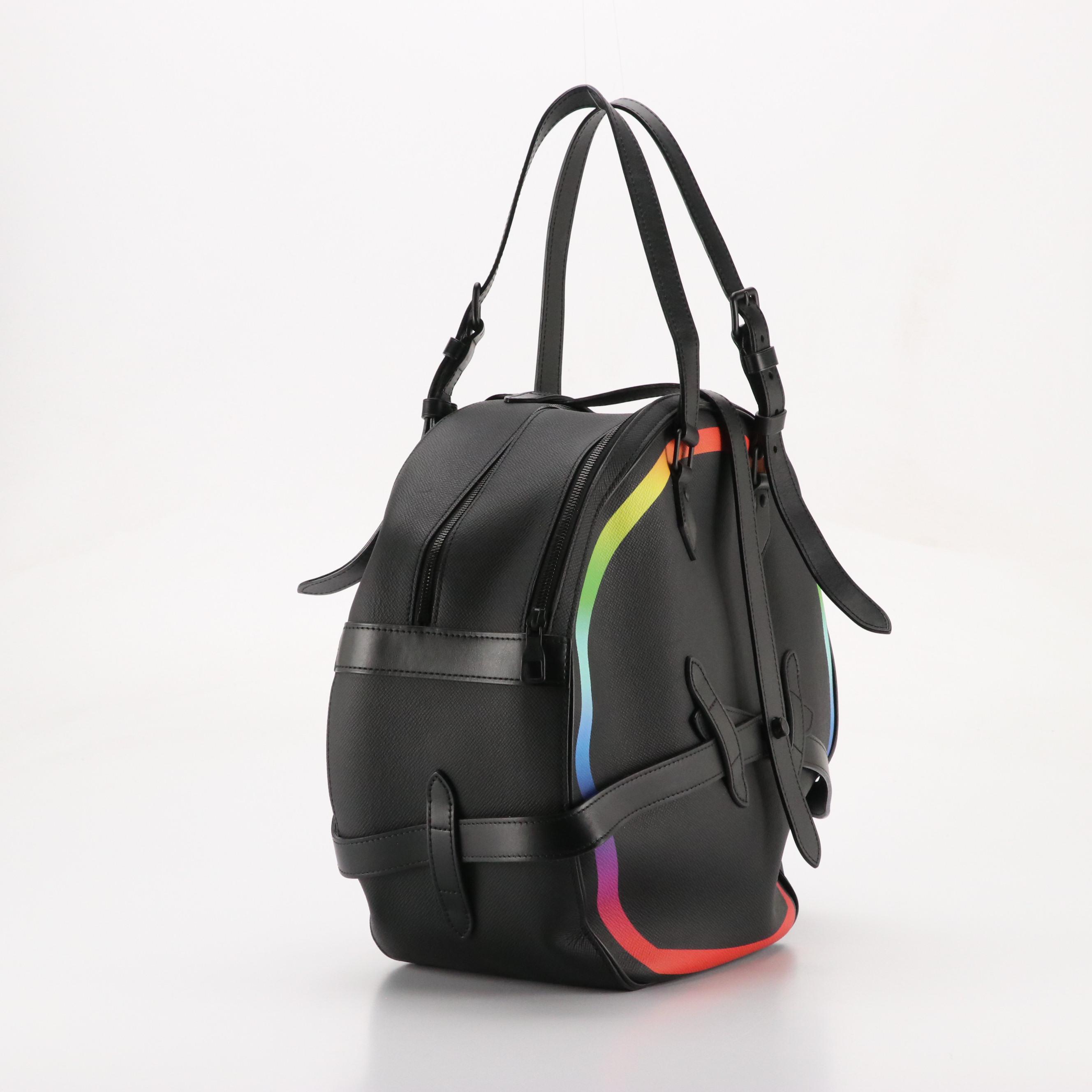 Louis Vuitton Rainbow X Printed Soft Hat Trunk Bag in Black Taïga Leather