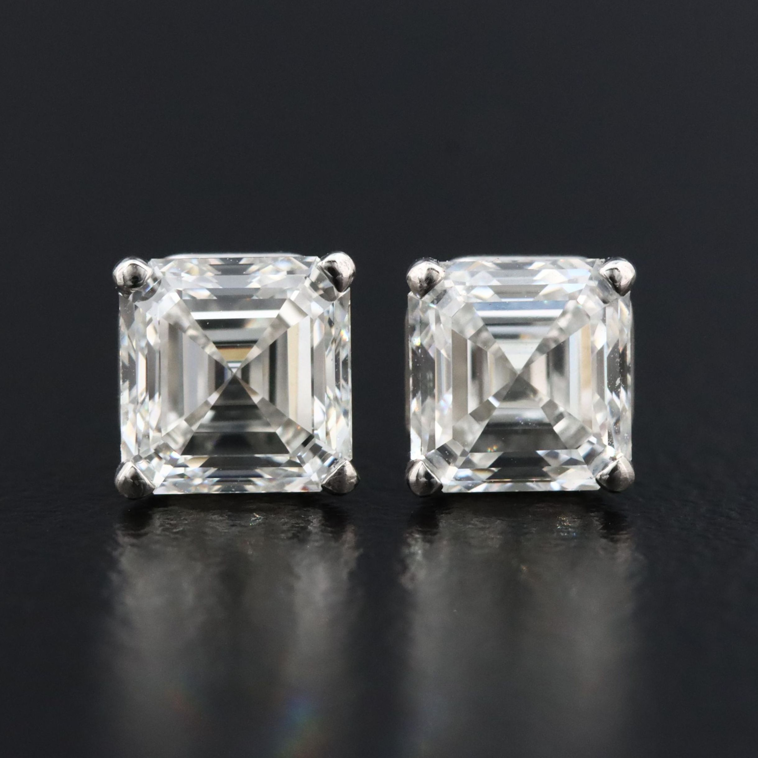 Platinum 2.00 CTW Diamond Stud Earrings with GIA Reports