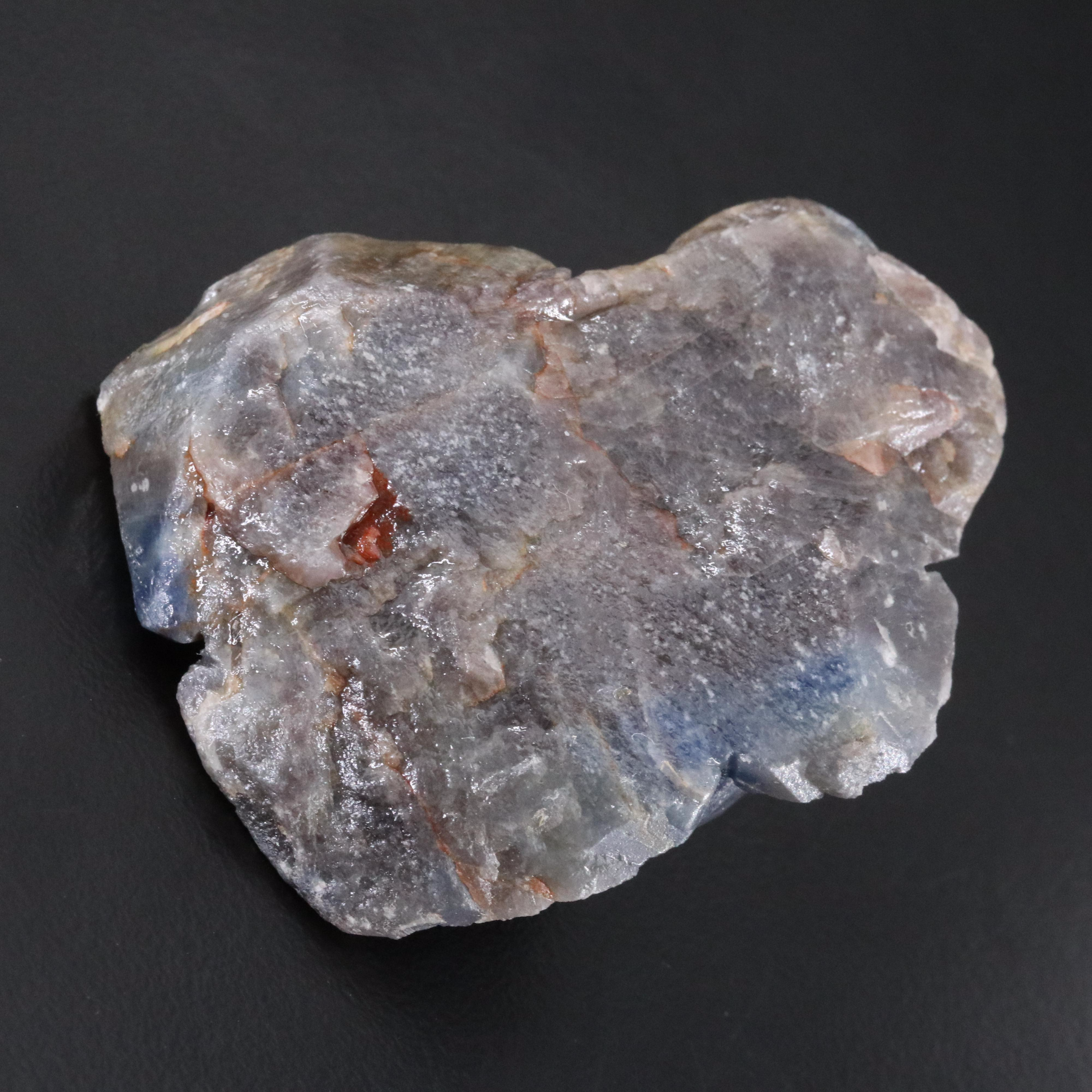 Carved Sapphire Frog on Leaf Figurine