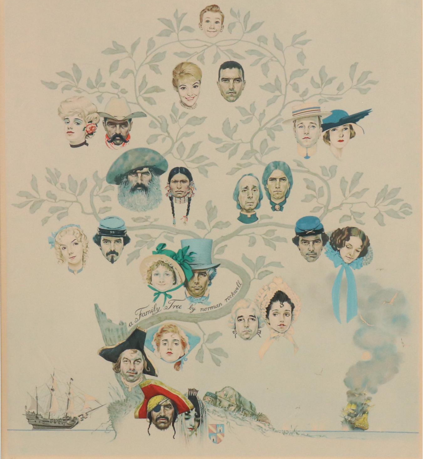 Norman Rockwell Signed Lithograph "A Family Tree," Circa 1959