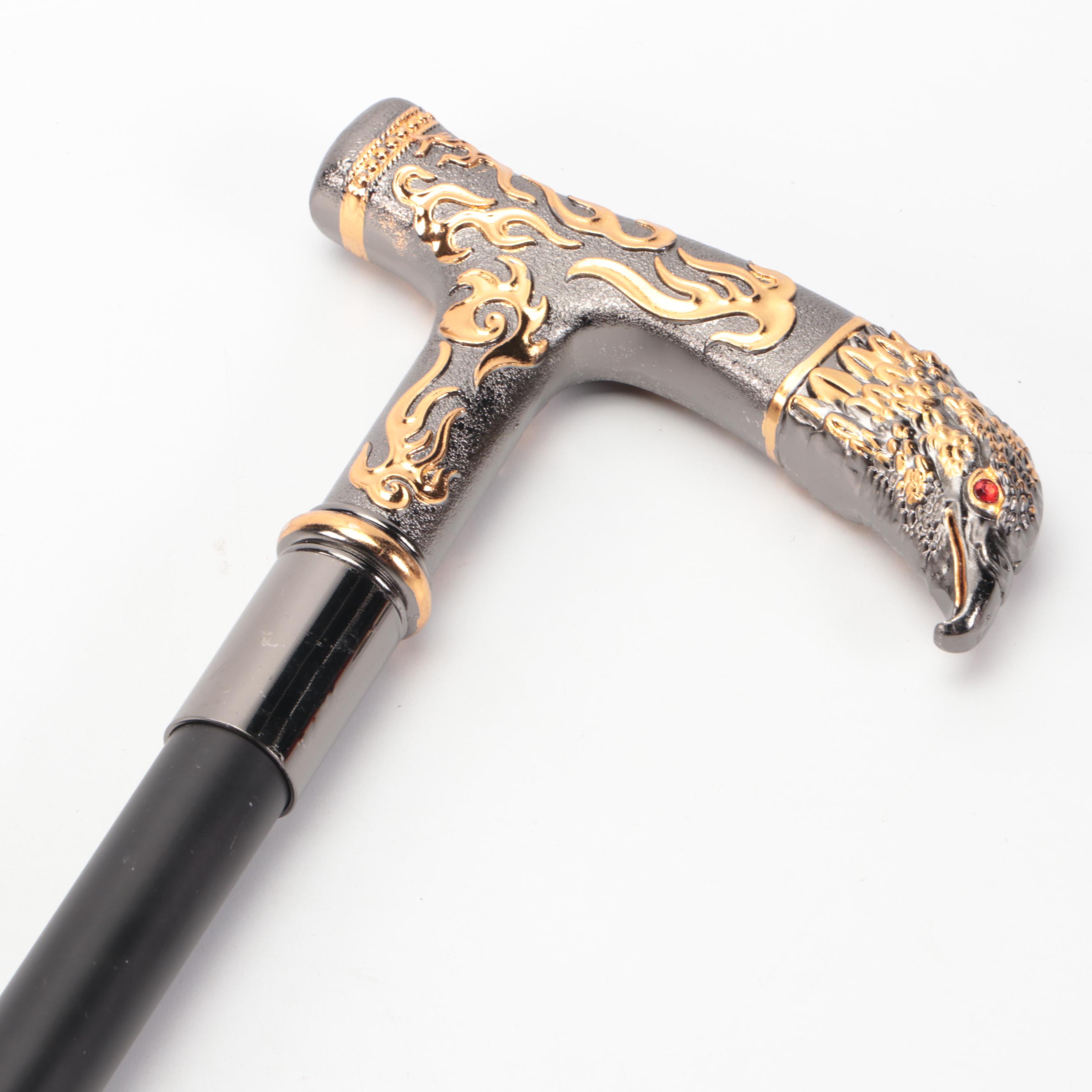 Embossed Eagle Head Derby-Handled Adjustable Sword Cane