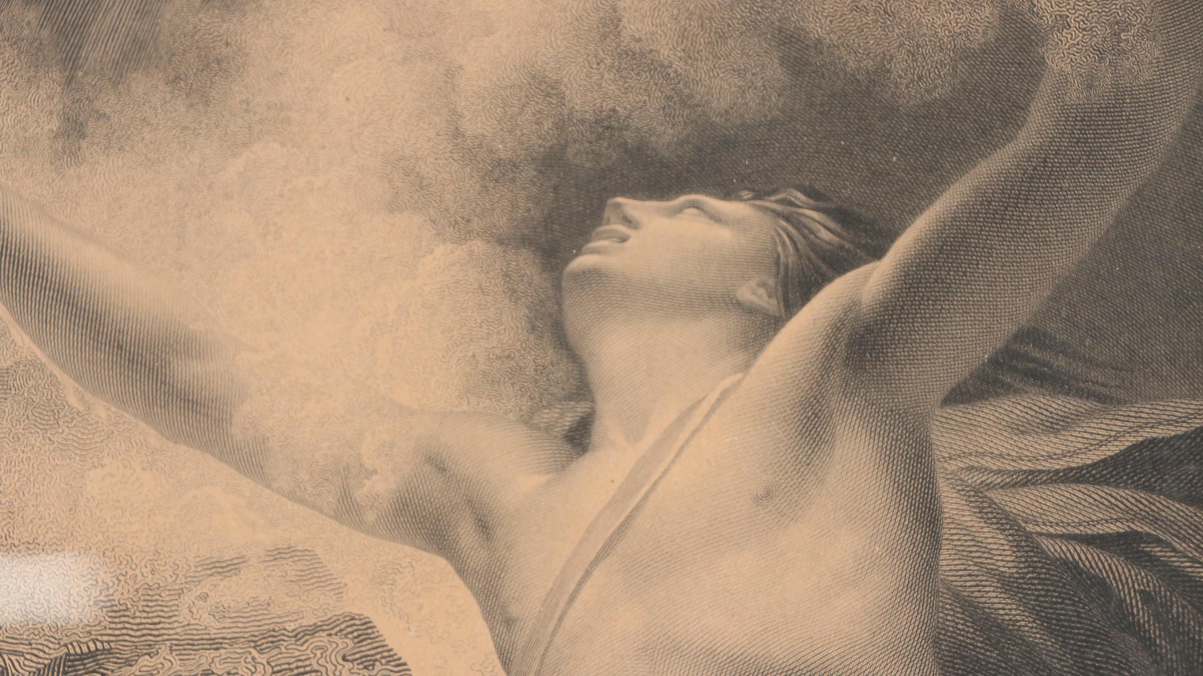 Laugier Engraving After Pierre Delorme "Mort de Léandre," 1819