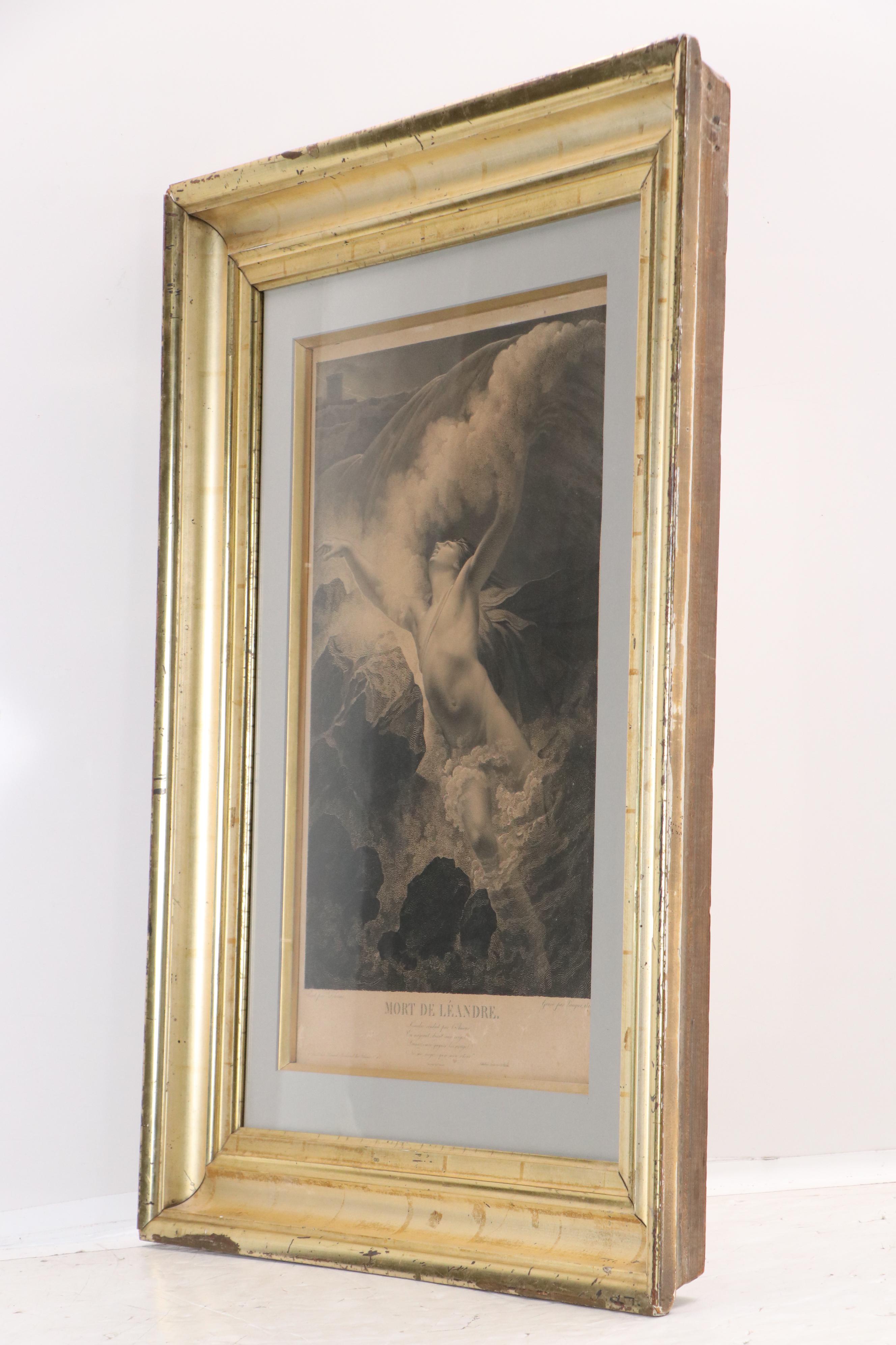 Laugier Engraving After Pierre Delorme "Mort de Léandre," 1819