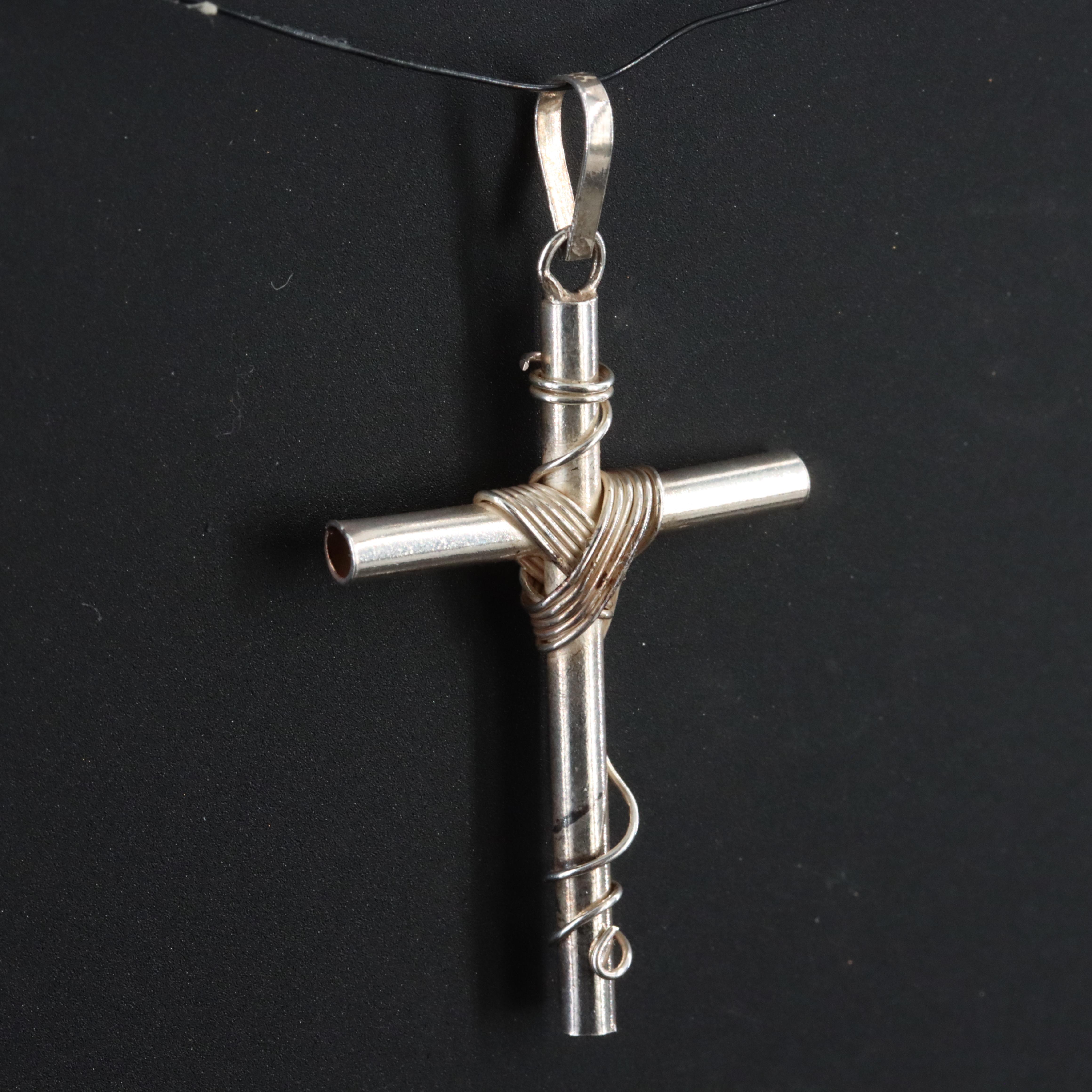 Sterling Wire Wrapped Cross Pendant