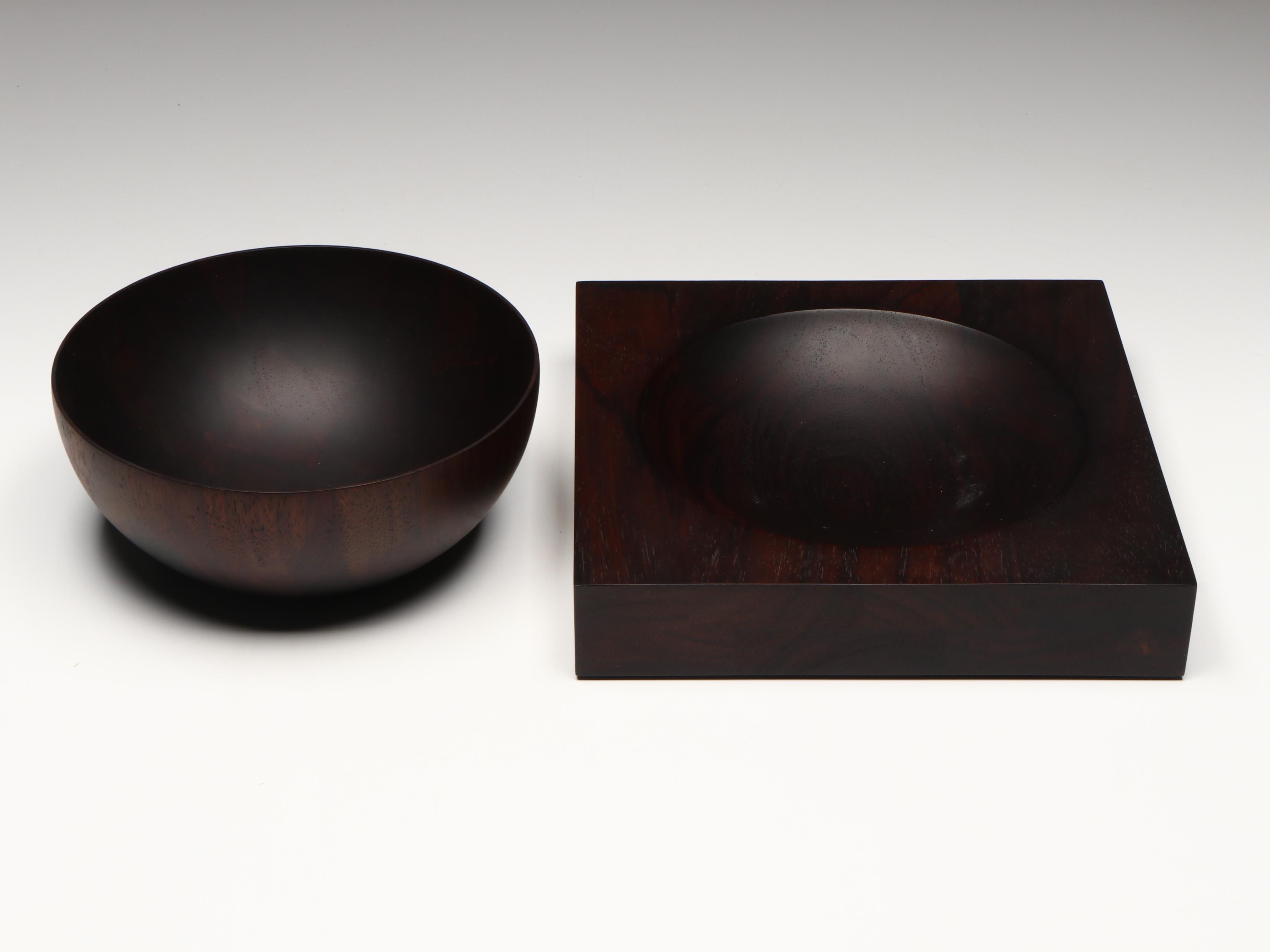 Hermès Round Wood Bowl with Square Tray