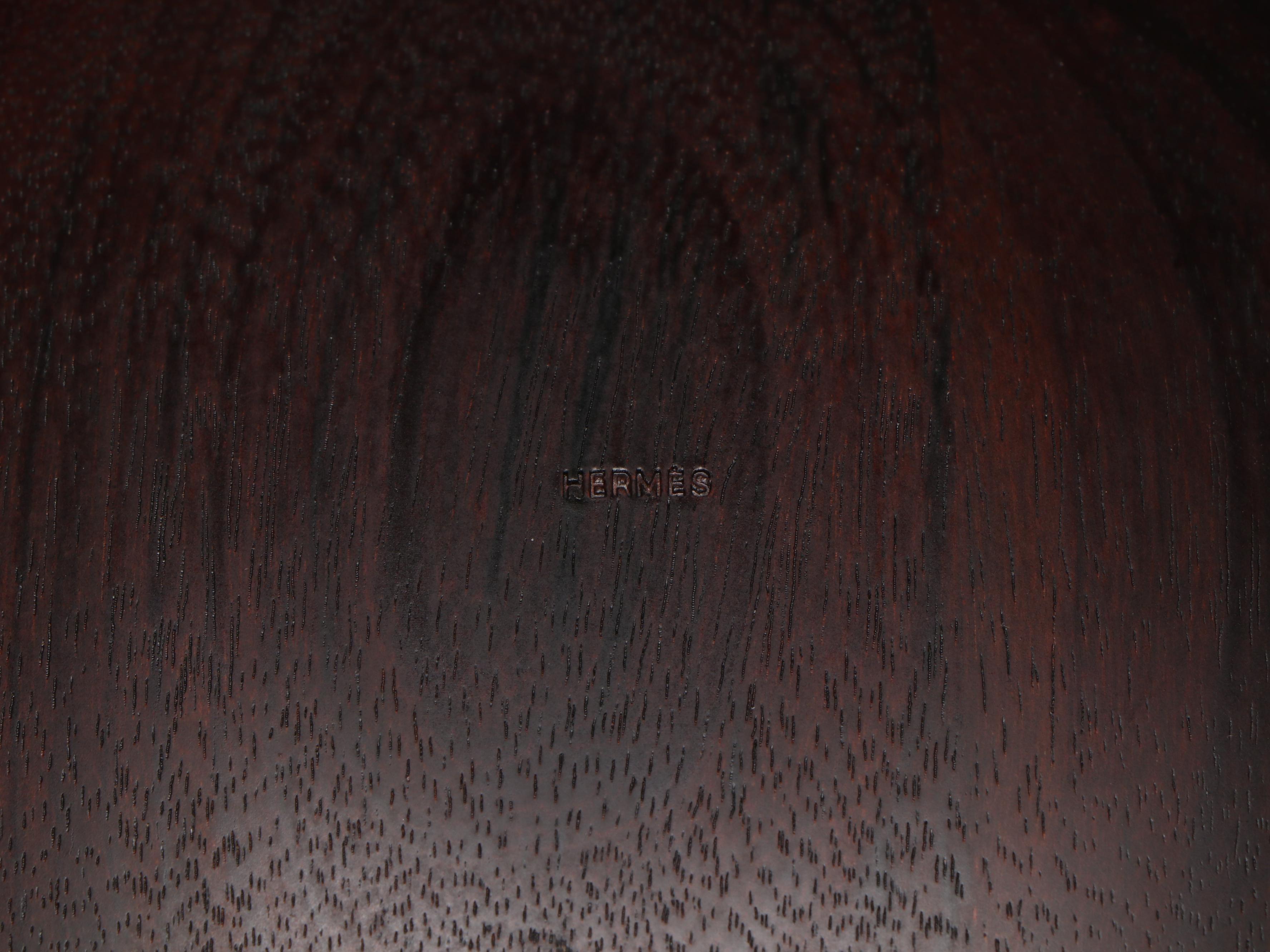 Hermès Round Wood Bowl with Square Tray