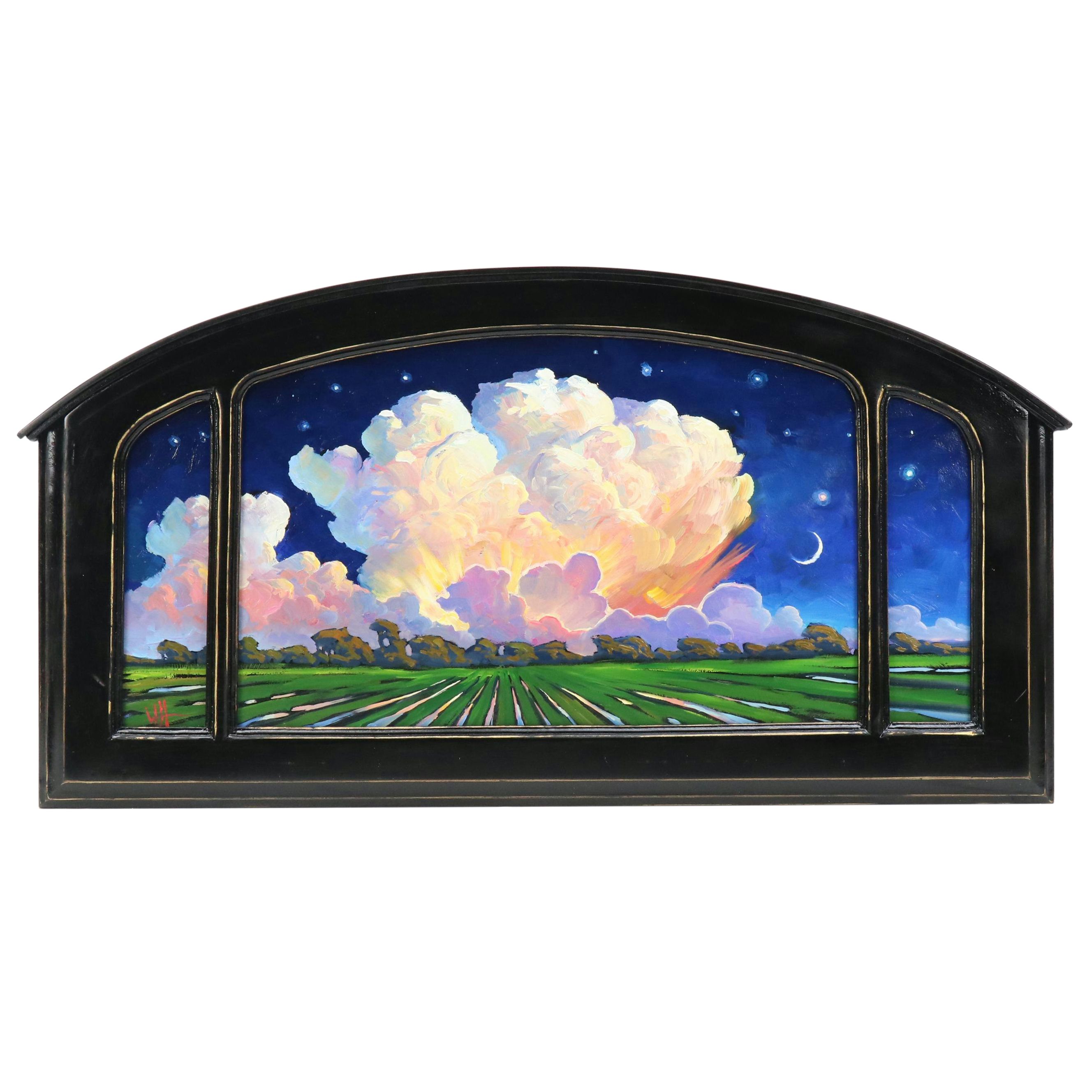 William Hawkins Nocturne Oil Painting of Afterglow Over Cornfields, 2025