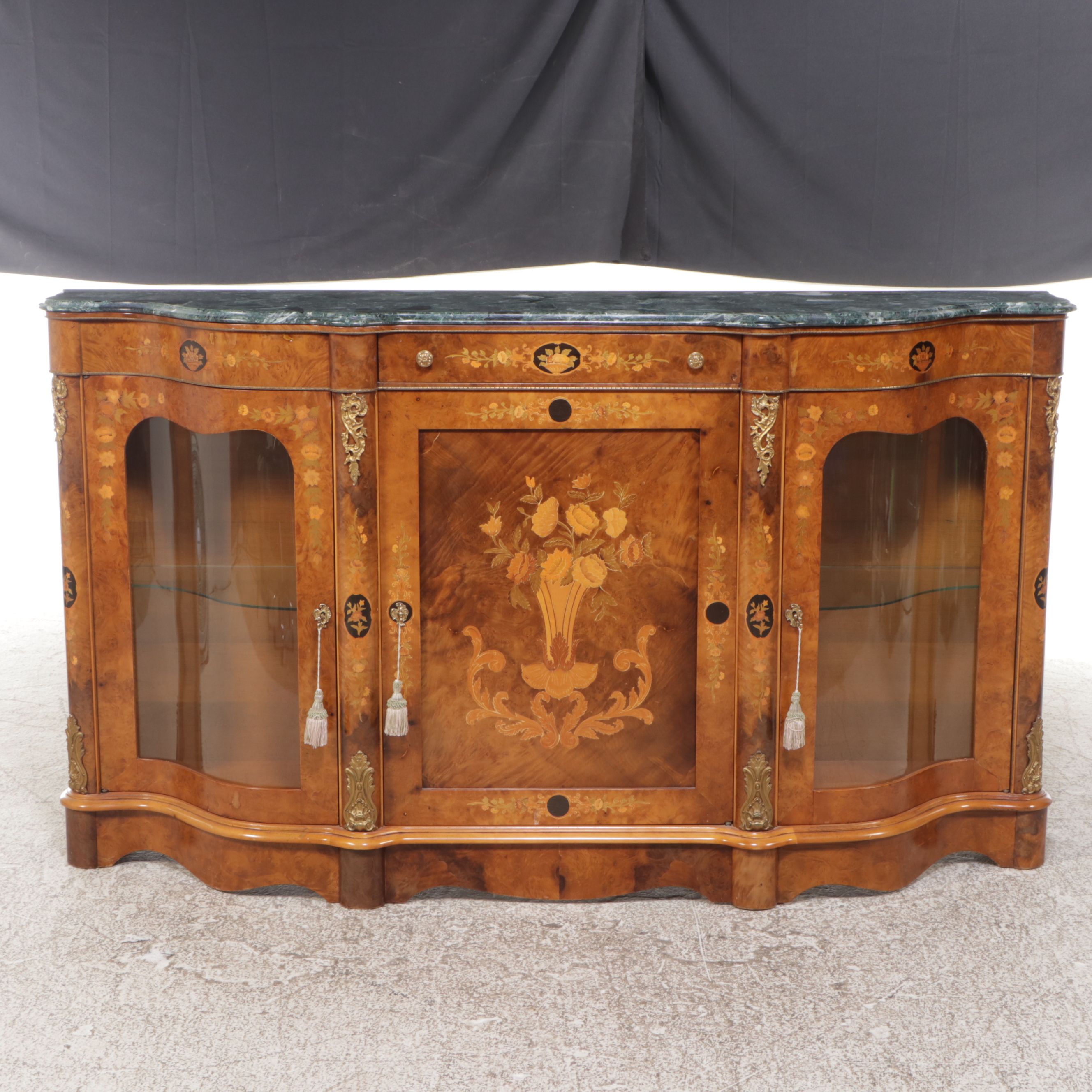 Napolean III Style Marquetry Sideboard with Marble Top