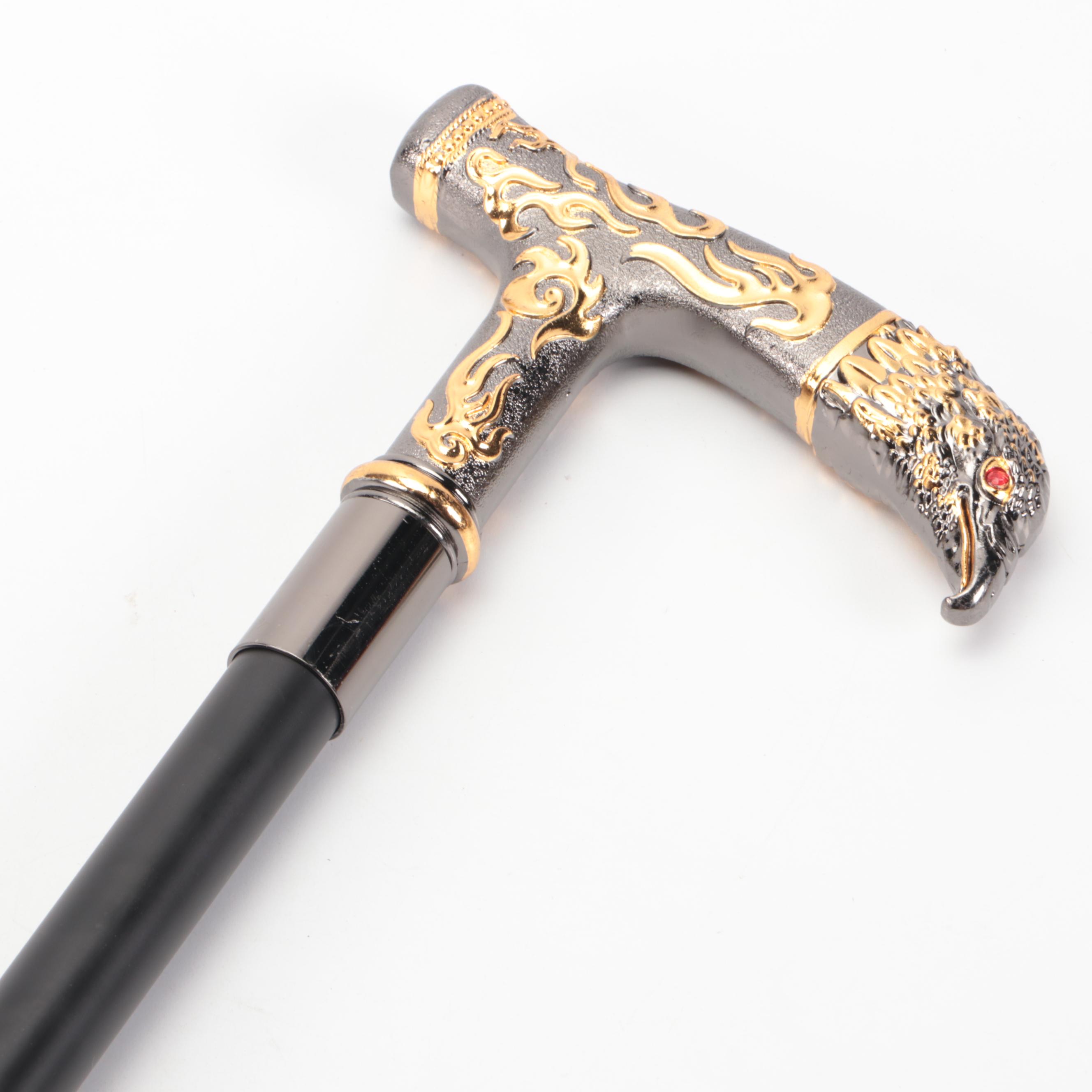 Embossed Eagle Head Derby-Handled Adjustable Sword Cane