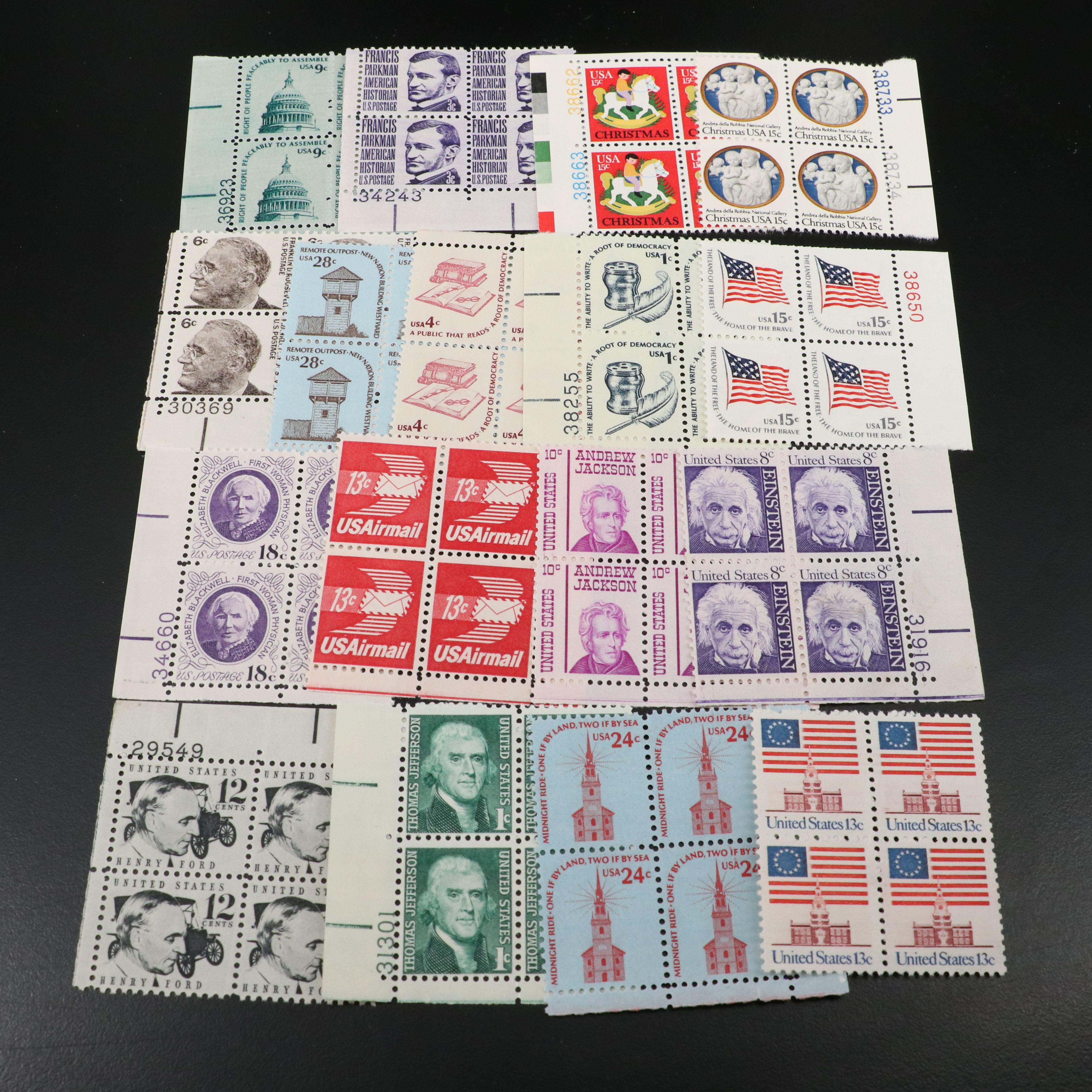 Collection of More Than 260 U.S. Blocks of Four Unused Stamps