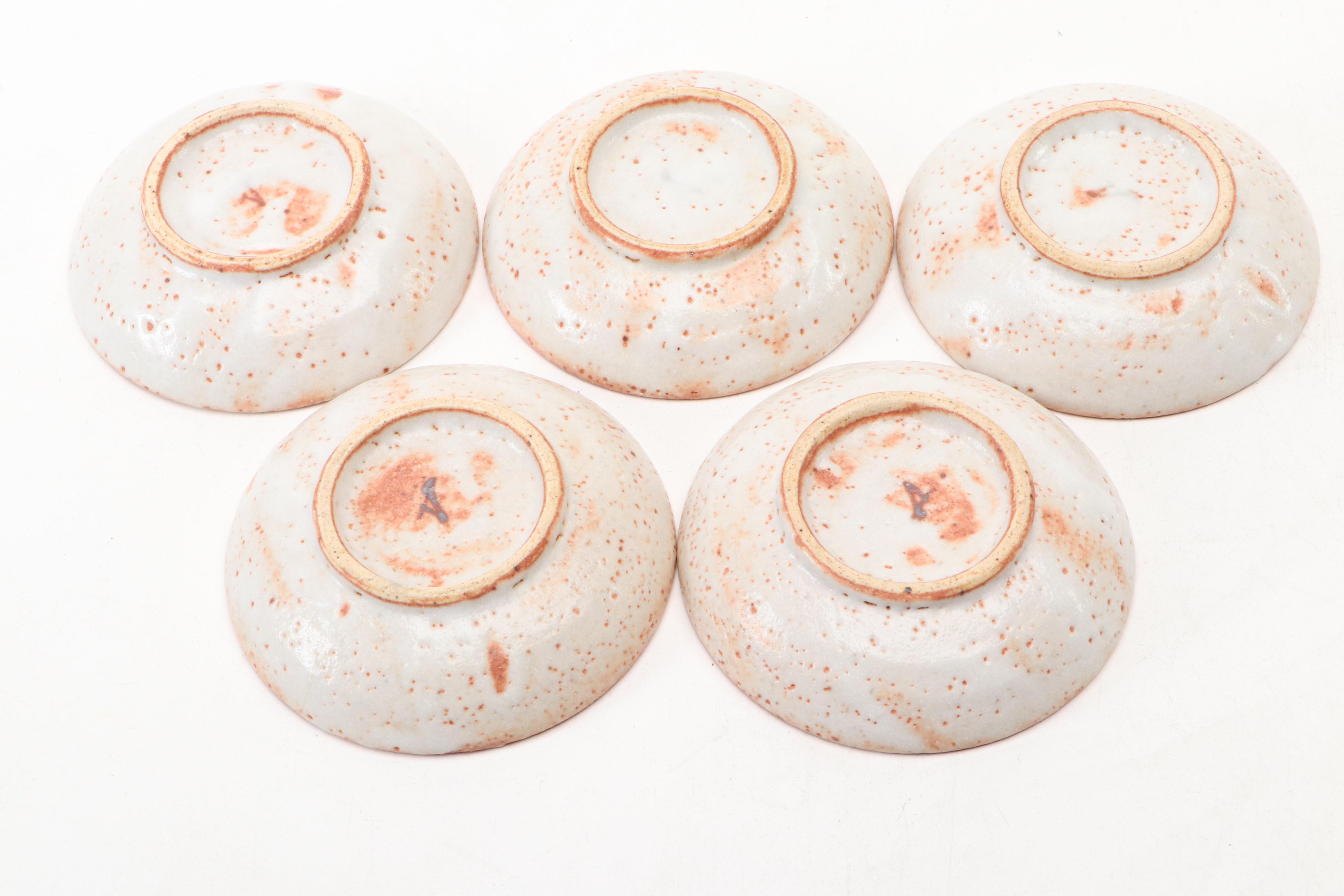 Japanese Style Stoneware Condiment Dishes, Set of Five