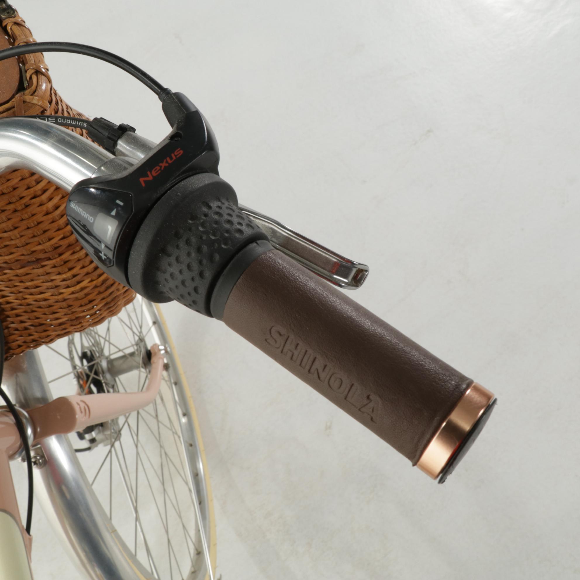 Shinola "Bixby" Step-Over City Bicycle with Tote n' Kari Woven Cane Basket