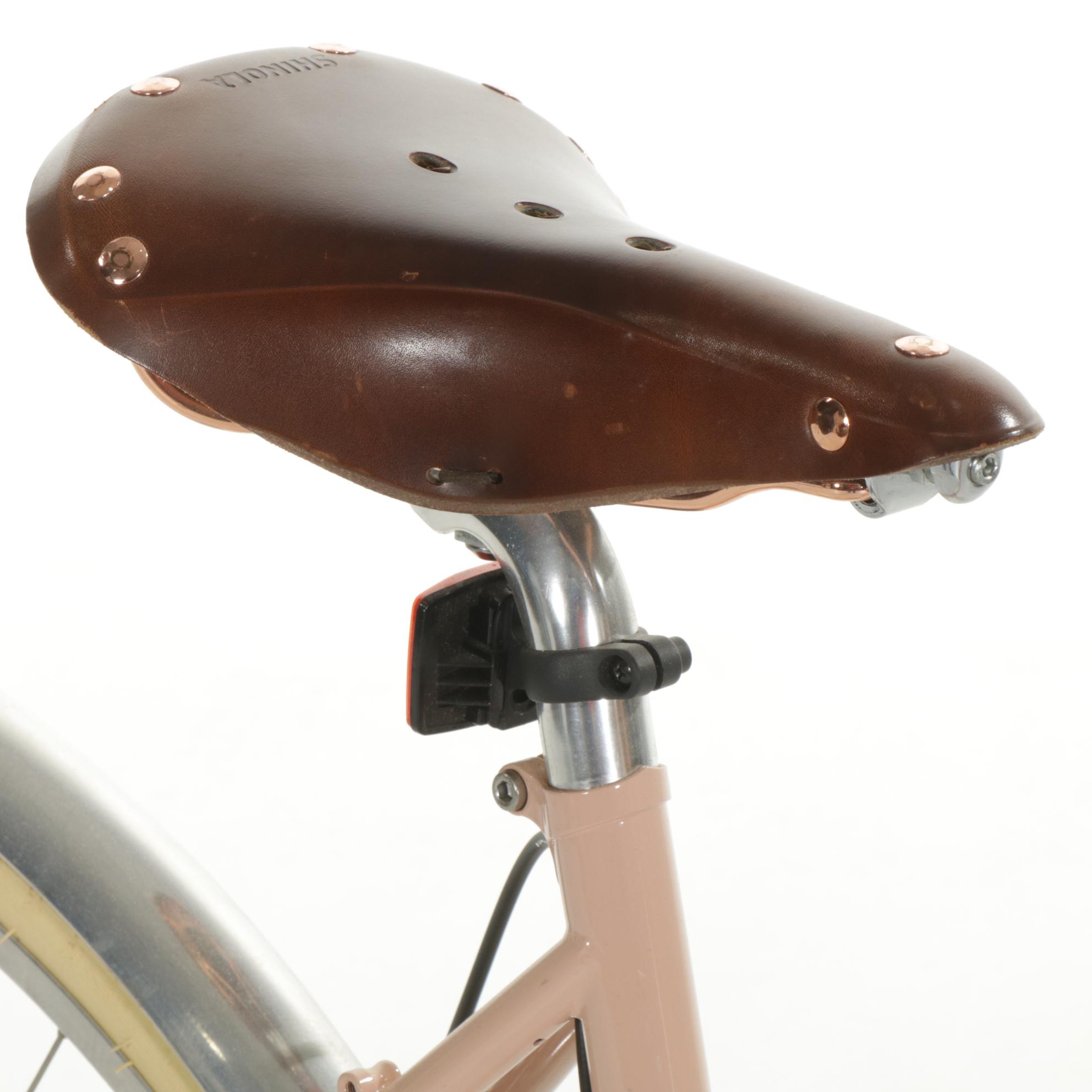 Shinola "Bixby" Step-Over City Bicycle with Tote n' Kari Woven Cane Basket