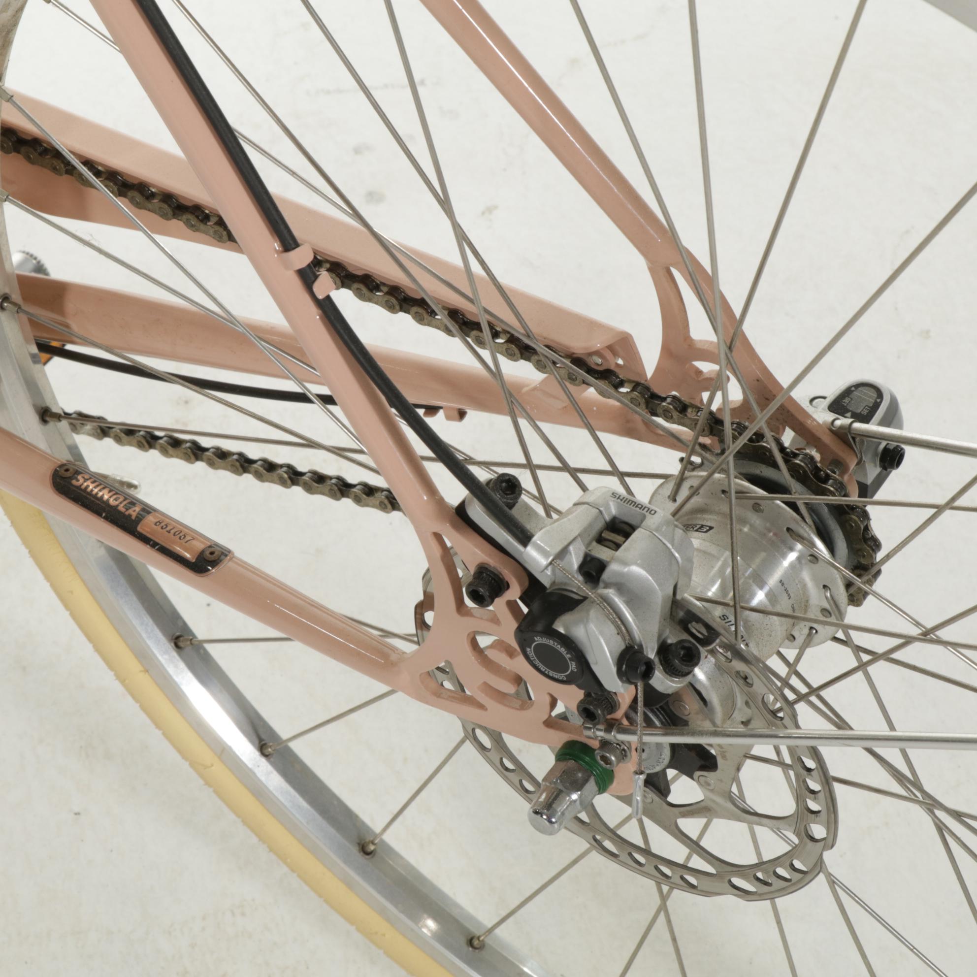 Shinola "Bixby" Step-Over City Bicycle with Tote n' Kari Woven Cane Basket