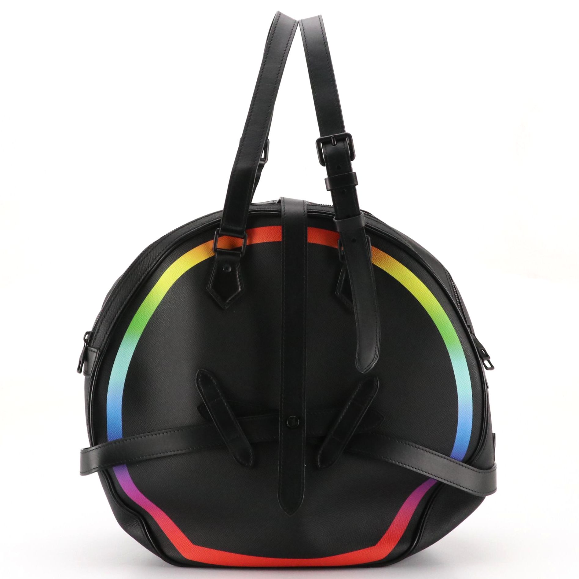 Louis Vuitton Rainbow X Printed Soft Hat Trunk Bag in Black Taïga Leather