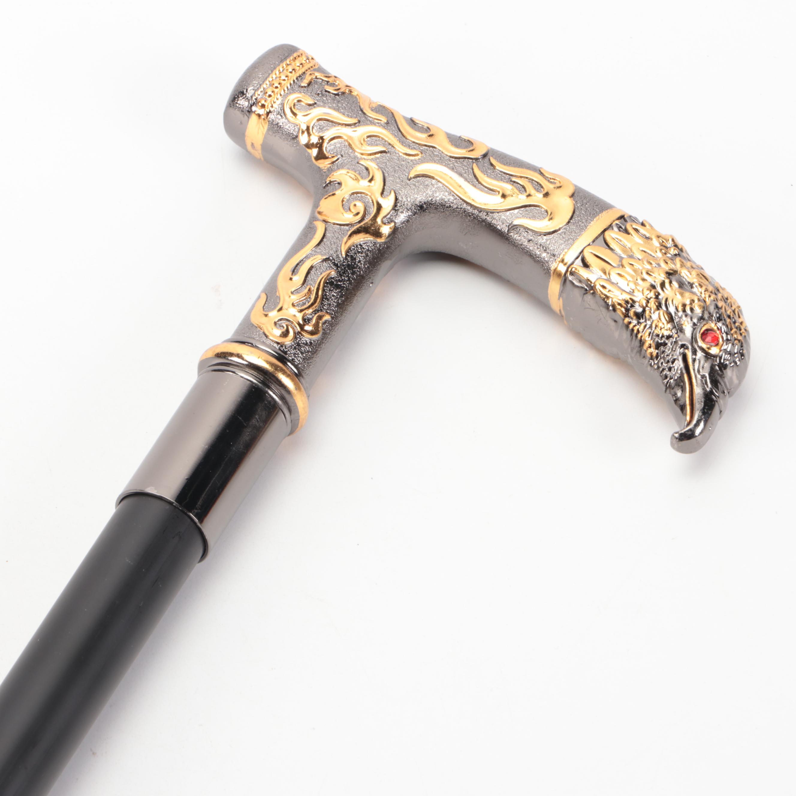 Embossed Eagle Head Derby-Handled Adjustable Sword Cane