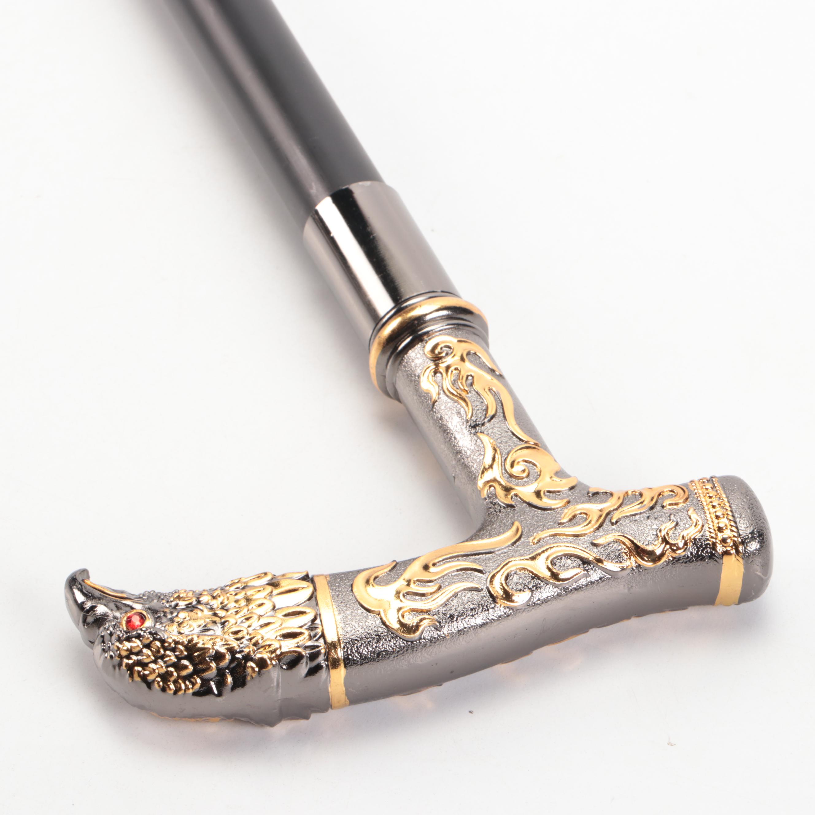 Embossed Eagle Head Derby-Handled Adjustable Sword Cane