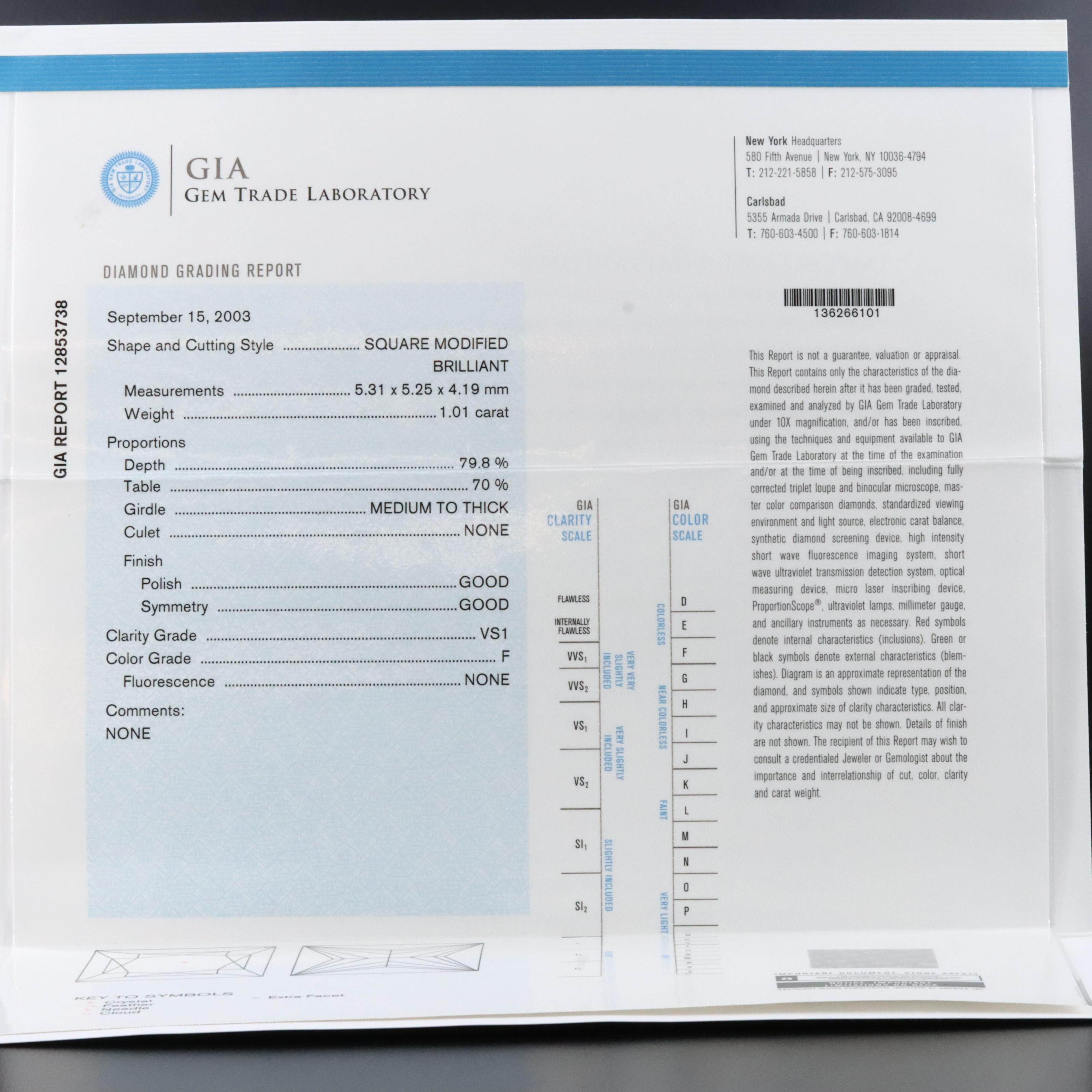 14K 1.01 CT Diamond Ring with GIA Report