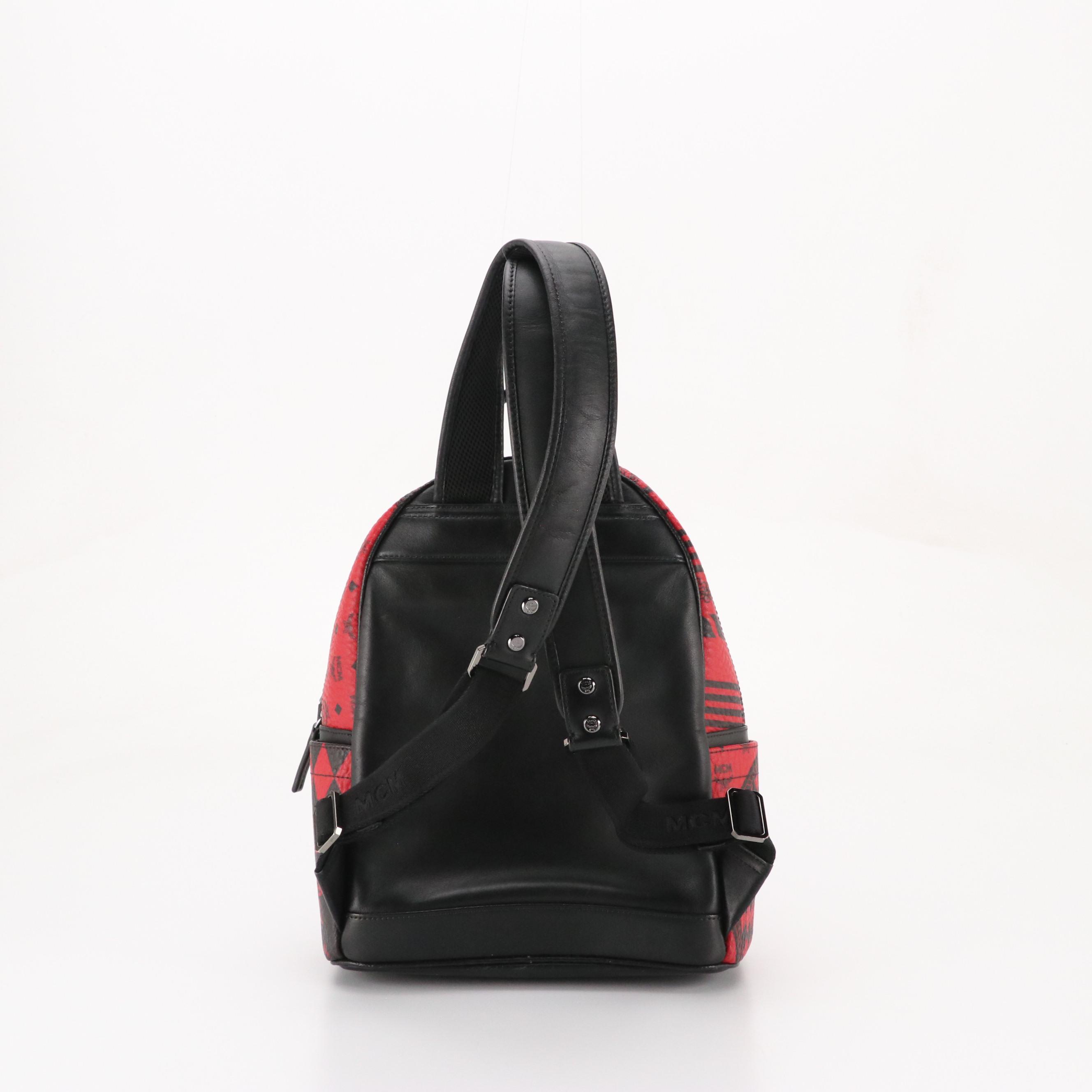 MCM Stark Small Backpack in Red Baroque Print