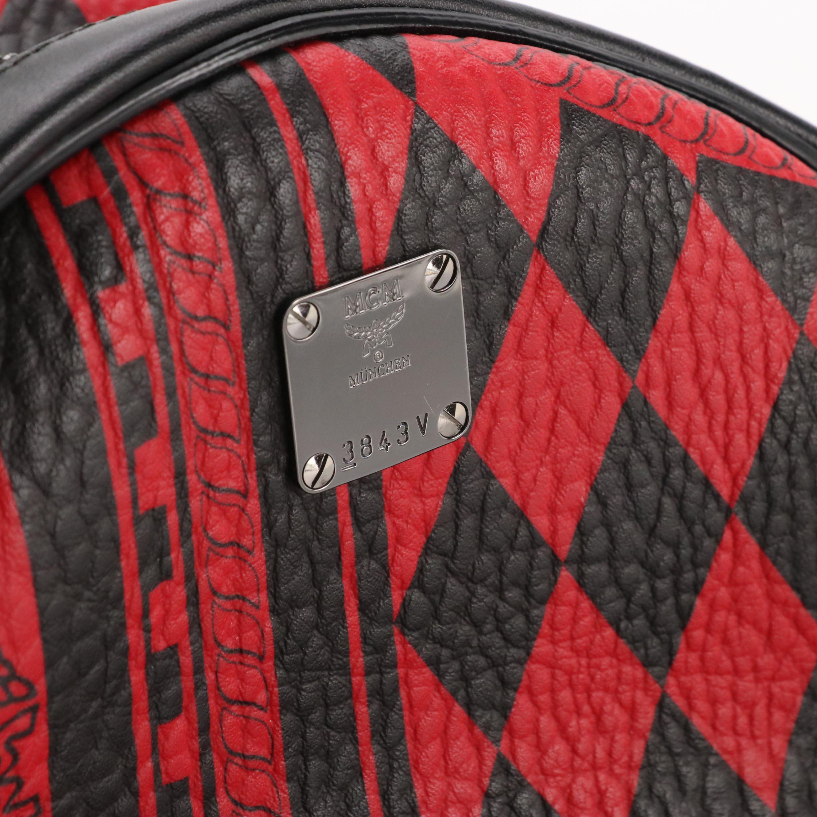 MCM Stark Small Backpack in Red Baroque Print