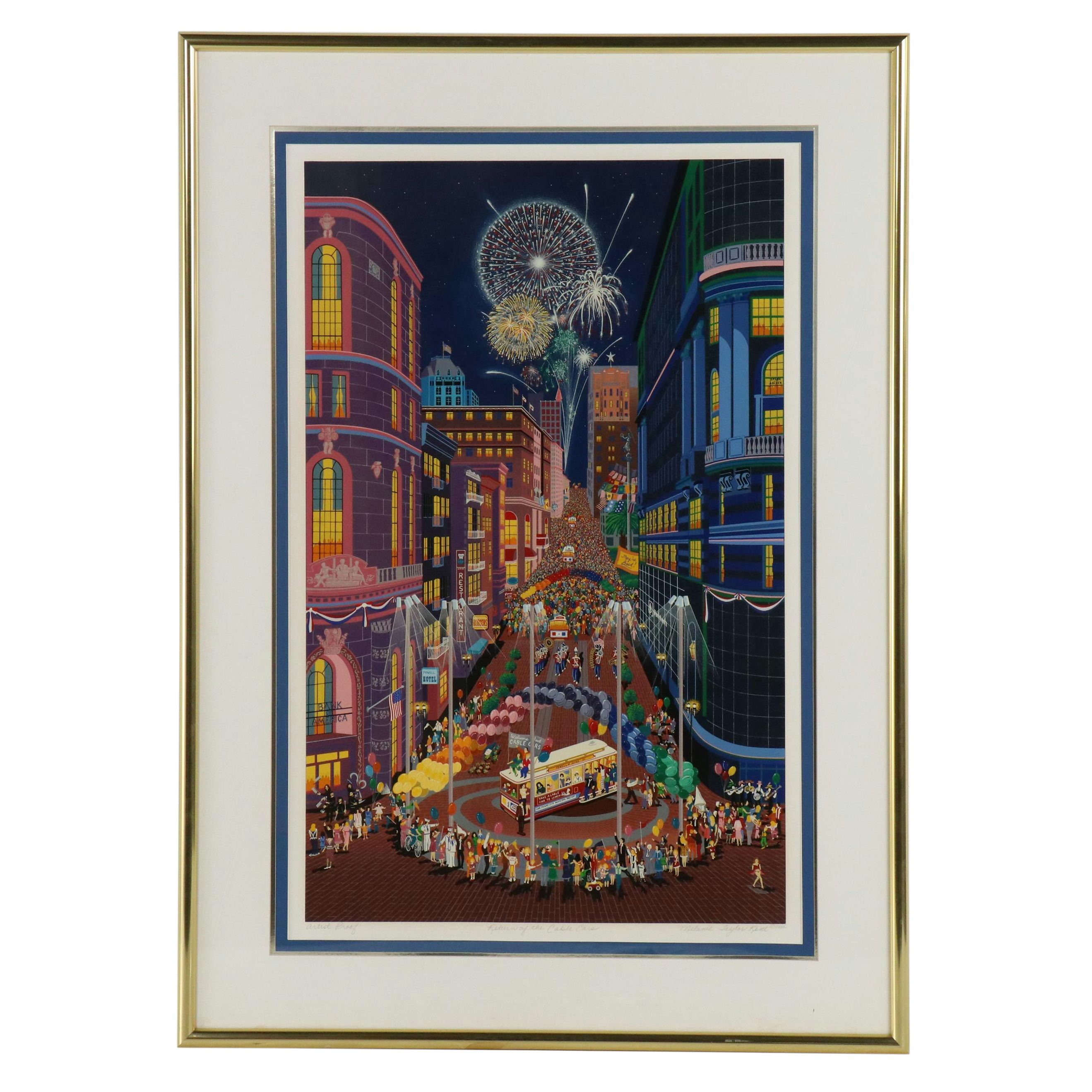 Melanie Taylor Kent Signed Serigraph "Return of the Cable Cars," 1985