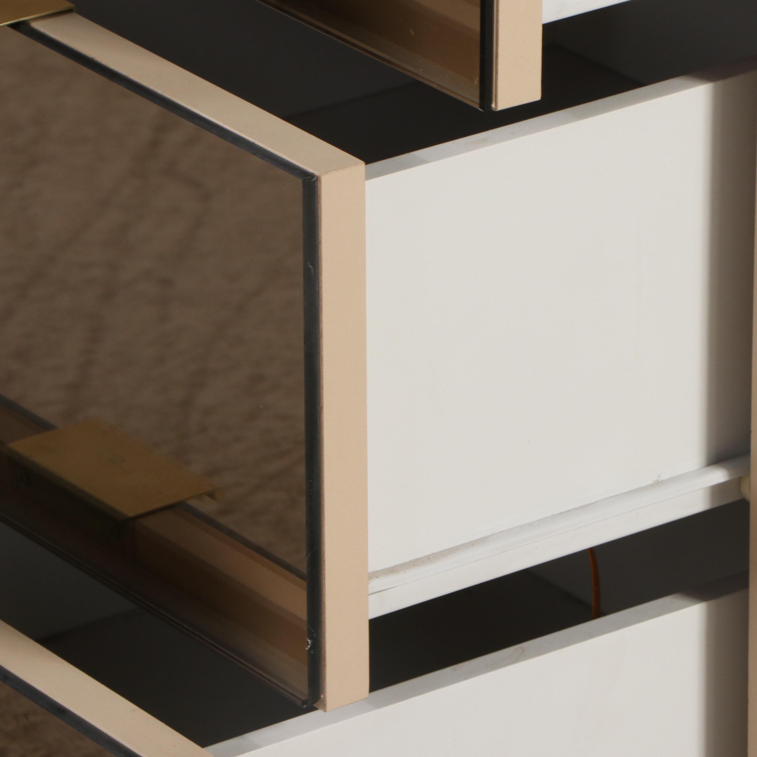 Pair of Postmodernist Smoked Mirrored Glass and Laminate Cabinets, Late 20th C.