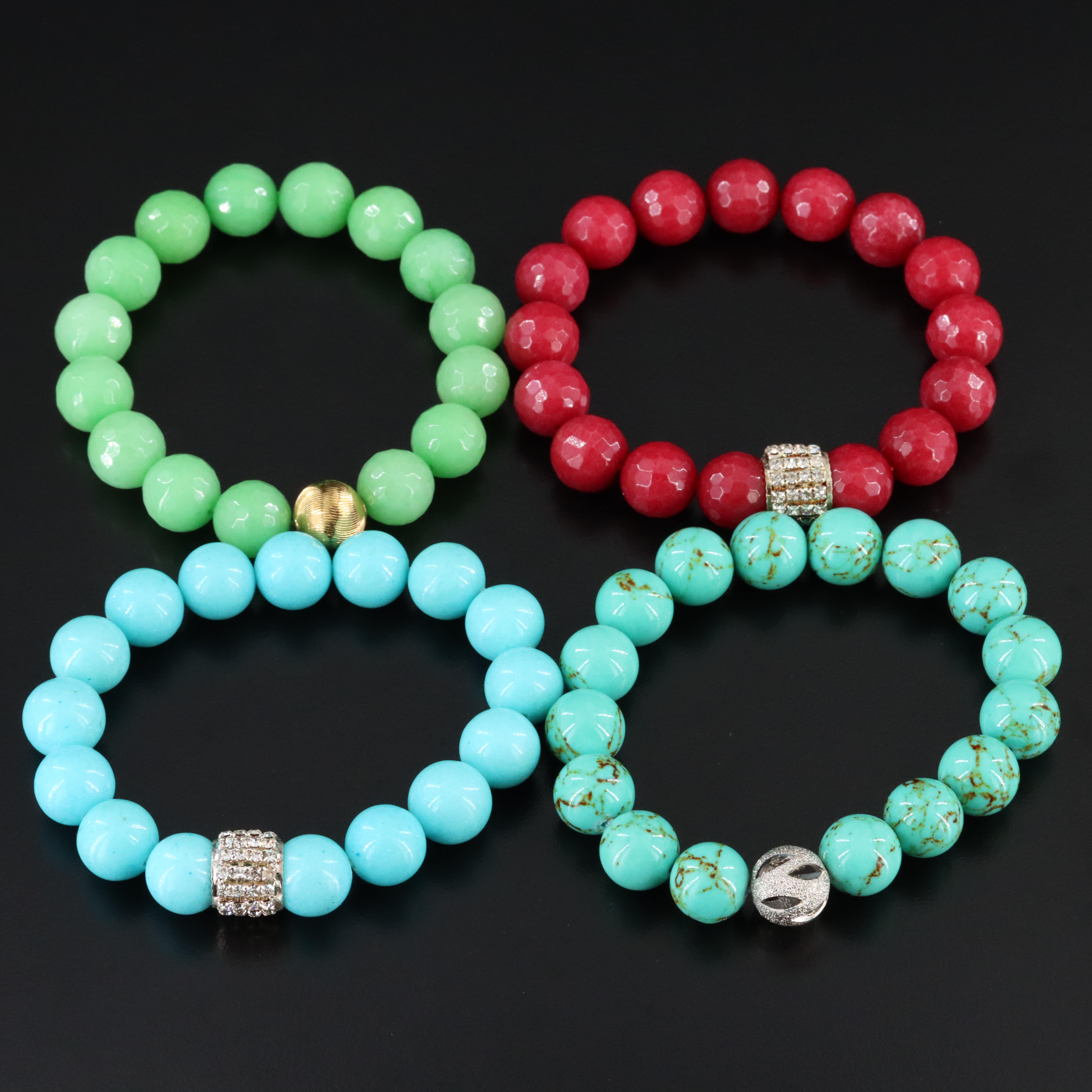 Quartzite and Rhinestones Featured in Bracelet Collection