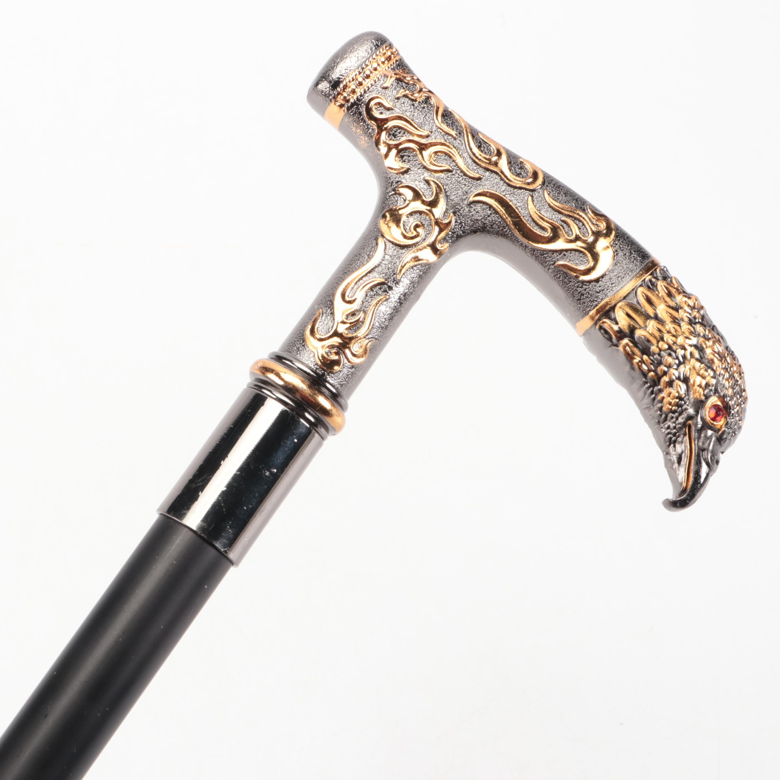 Embossed Eagle Head Derby-Handled Adjustable Sword Cane