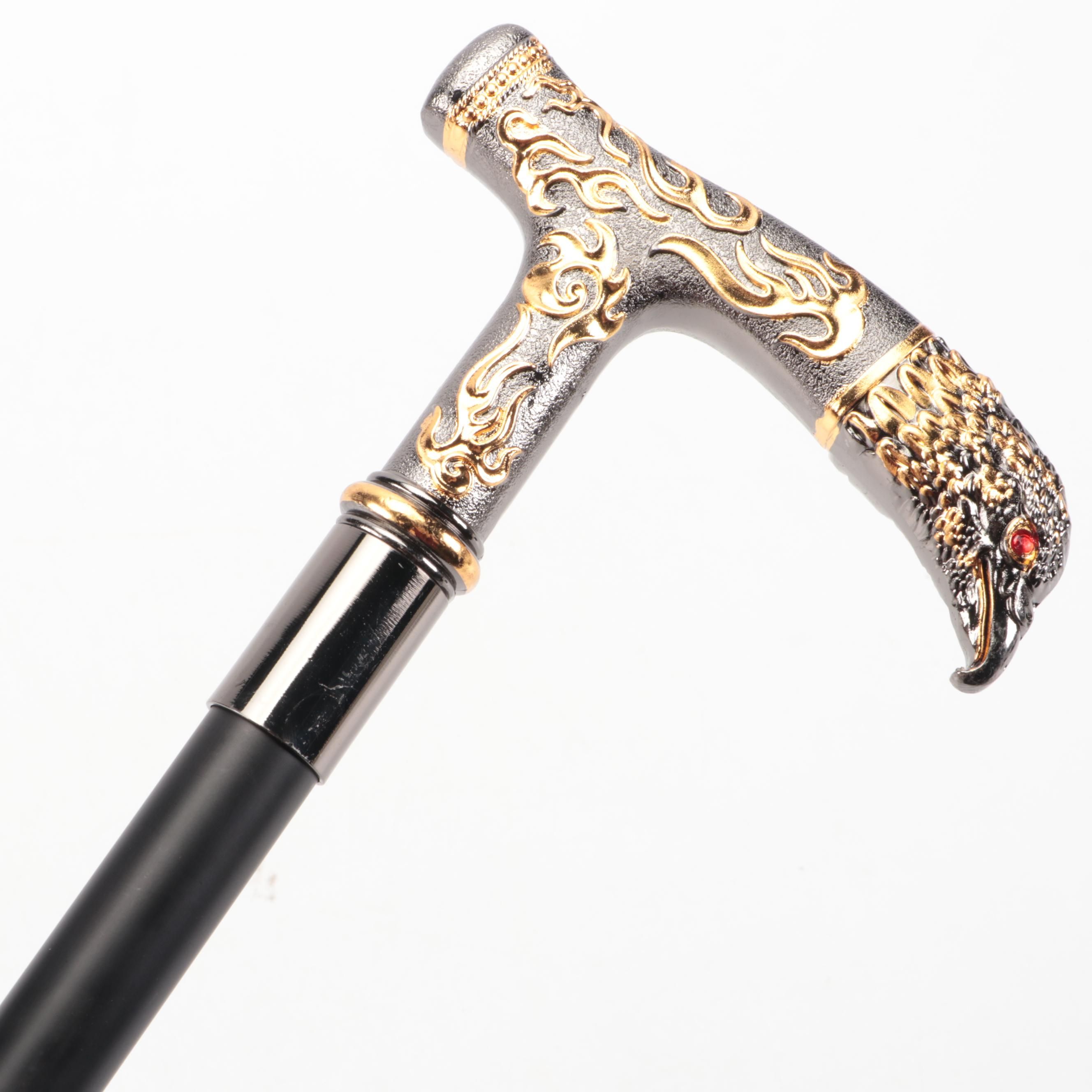 Embossed Eagle Head Derby-Handled Adjustable Sword Cane