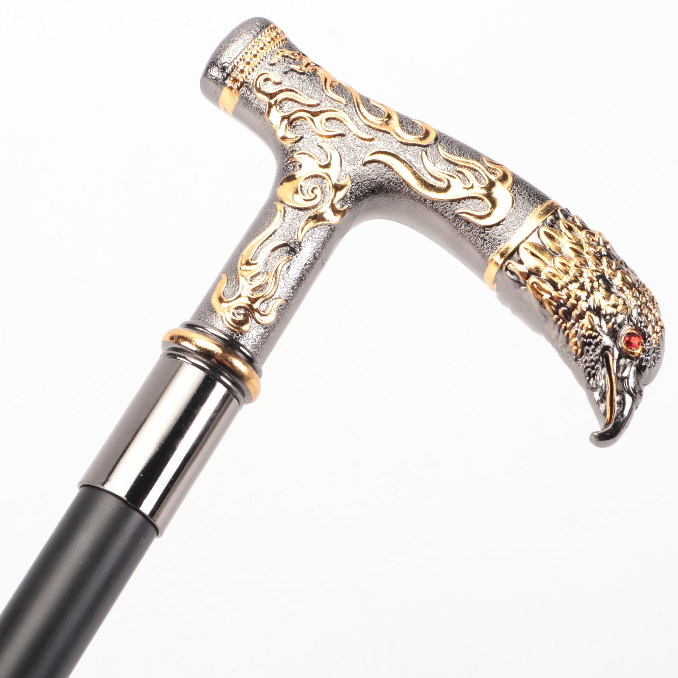 Embossed Eagle Head Derby-Handled Adjustable Sword Cane