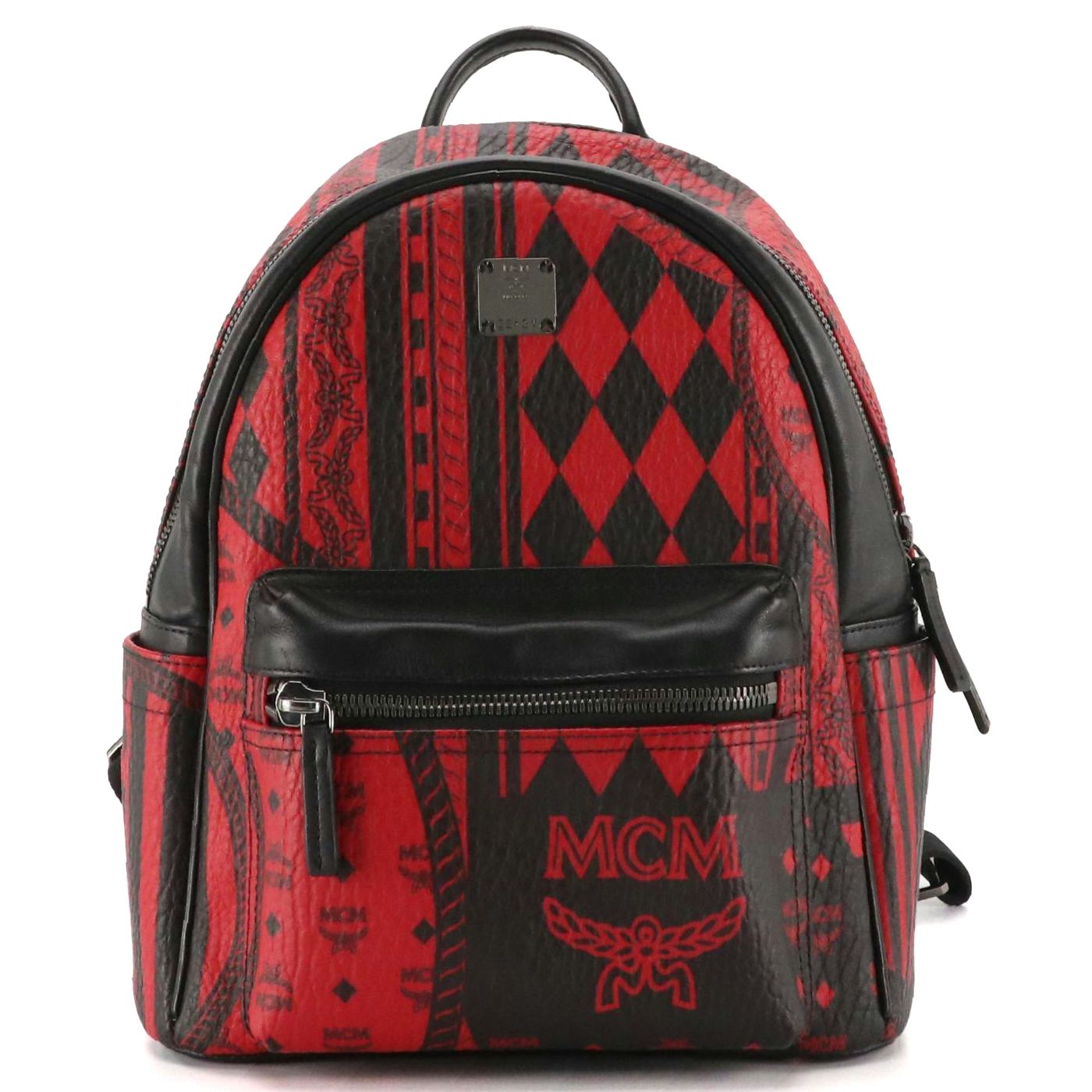 MCM Stark Small Backpack in Red Baroque Print