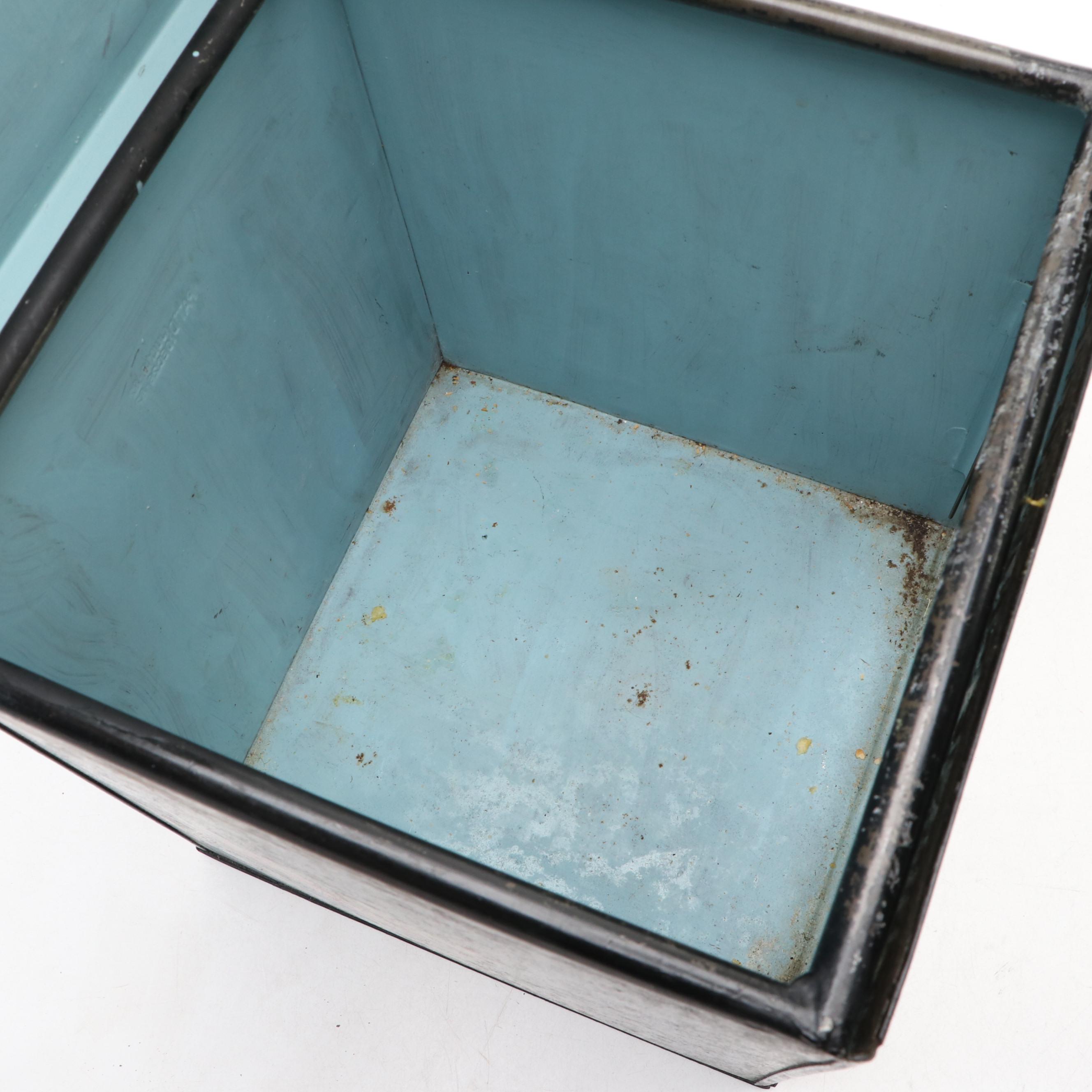 Hand-Painted Metal Tea Box with Glass Front Biscuit Container