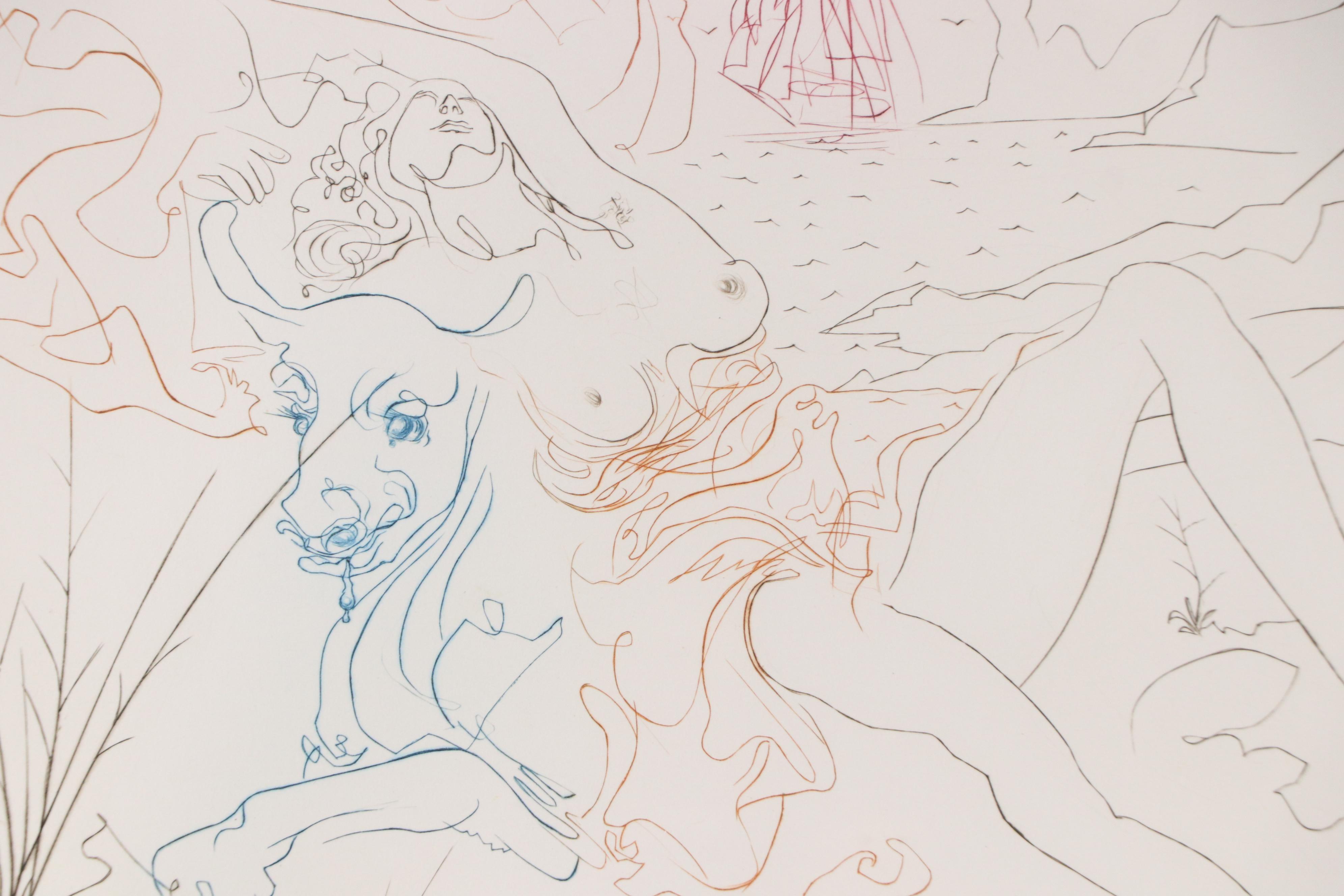 Salvador Dalí Color Etching "Europa and the Bull"